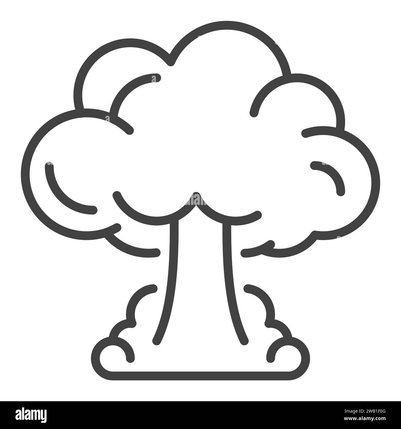 Nuclear Mushroom from Impact vector concept linear icon or Nuclear bomb explosion symbol Stock Vector
