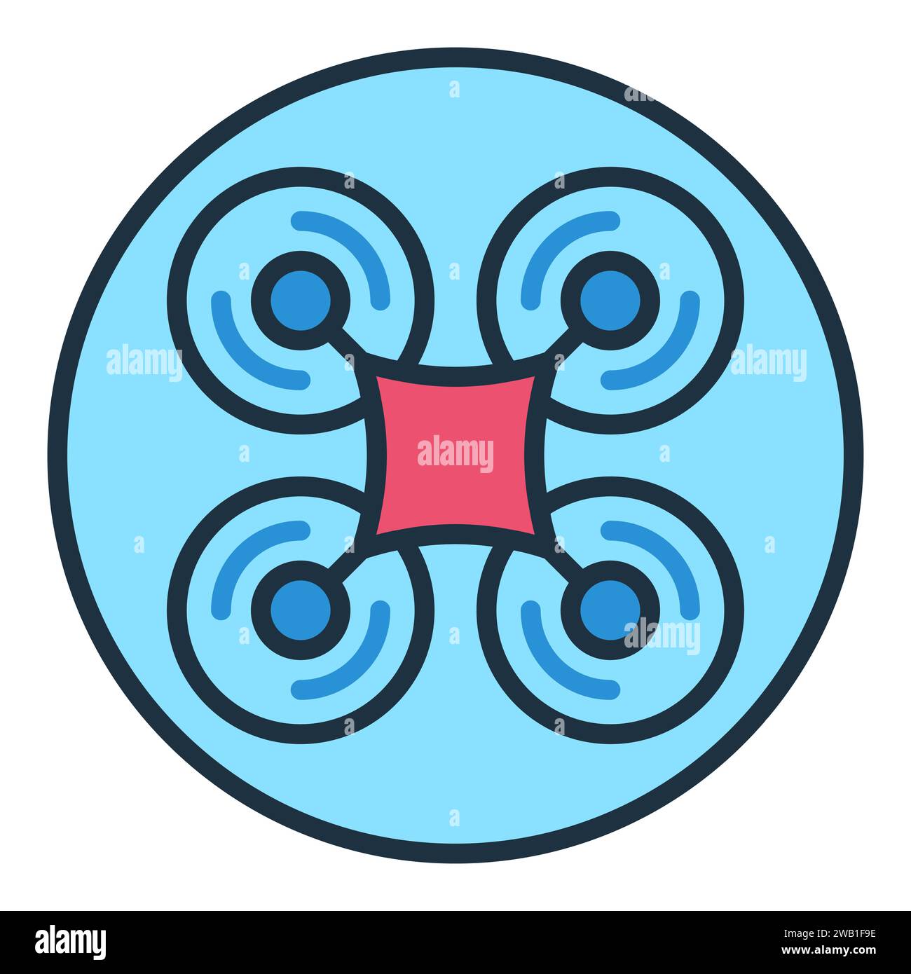 Circle with Quadcopter vector Drone concept colored icon or symbol ...
