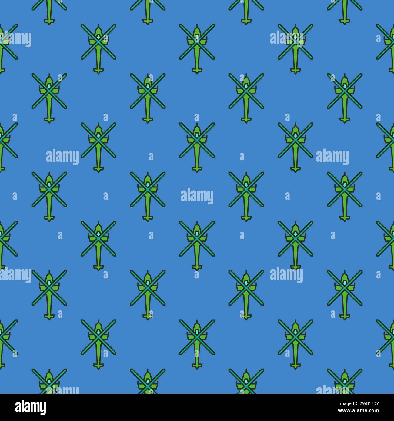 Military Helicopter vector concept colored modern seamless pattern Stock Vector