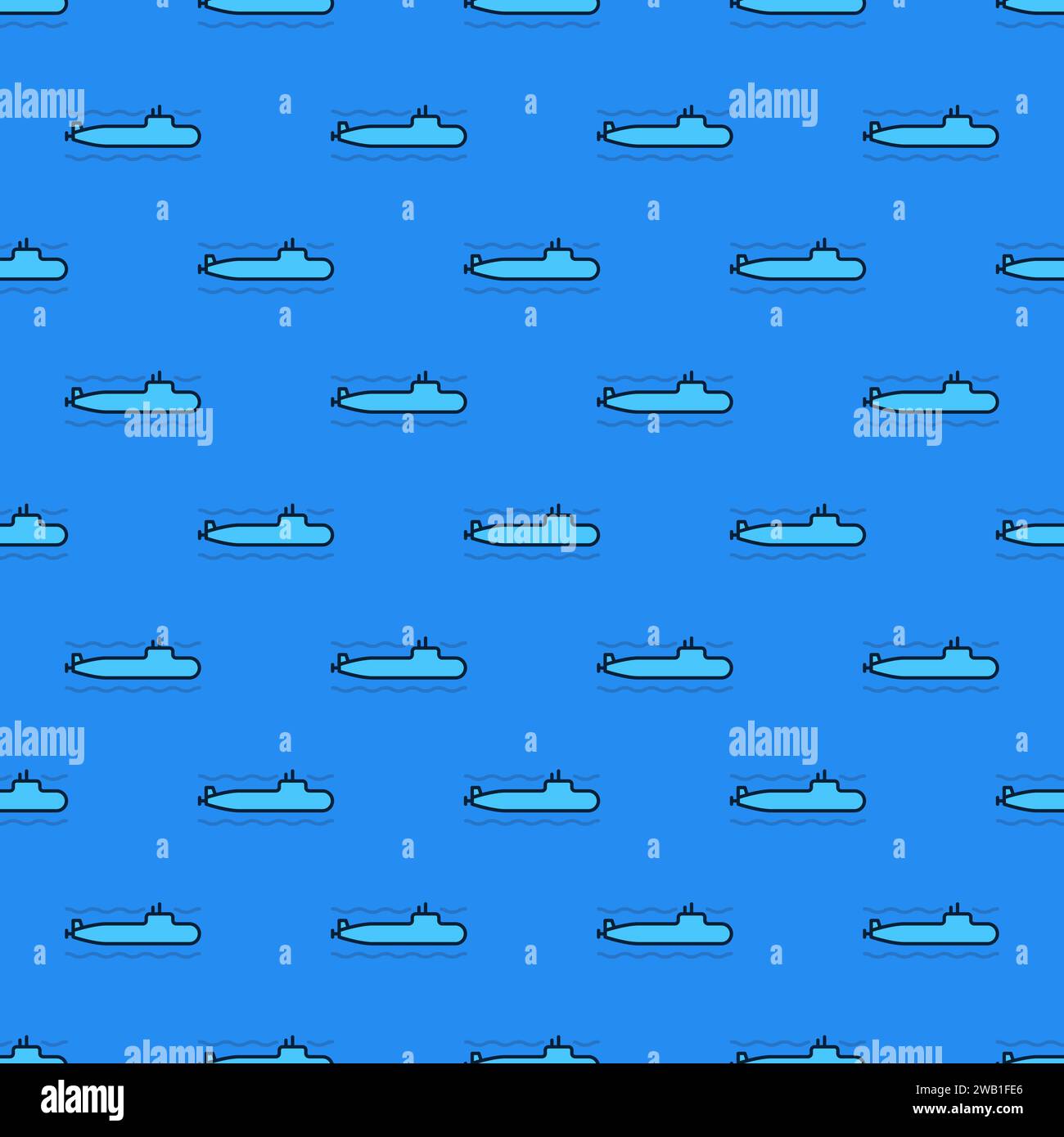 Submarine vector War concept colored seamless pattern Stock Vector