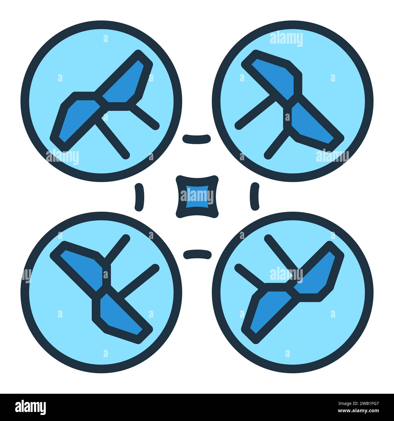 Quadrotor vector Quadcopter concept colored icon or symbol in thin line ...