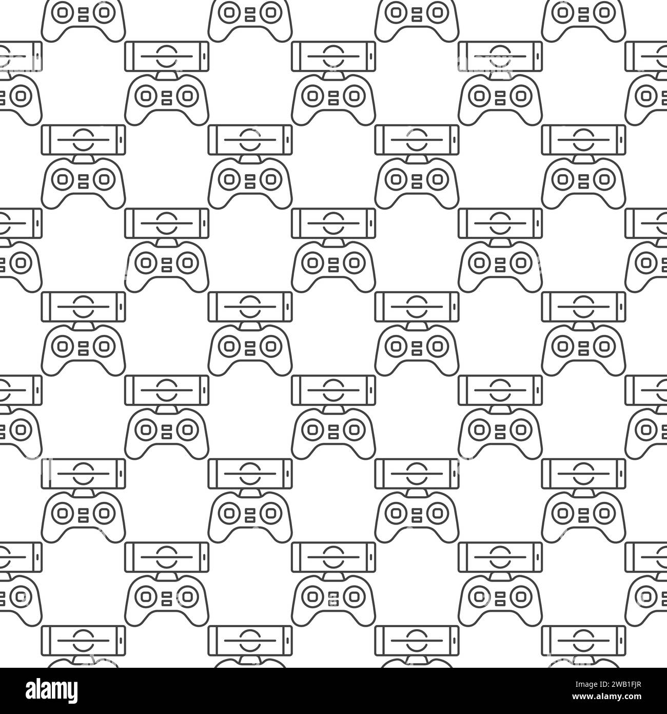 Drone Game Controller with Smartphone vector concept seamless pattern in thin line style Stock Vector