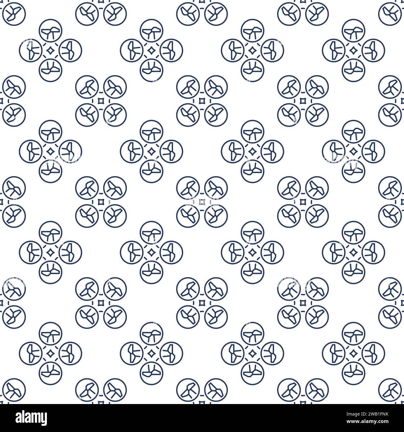 Quadrotor vector Drone concept seamless pattern in thin line style Stock Vector