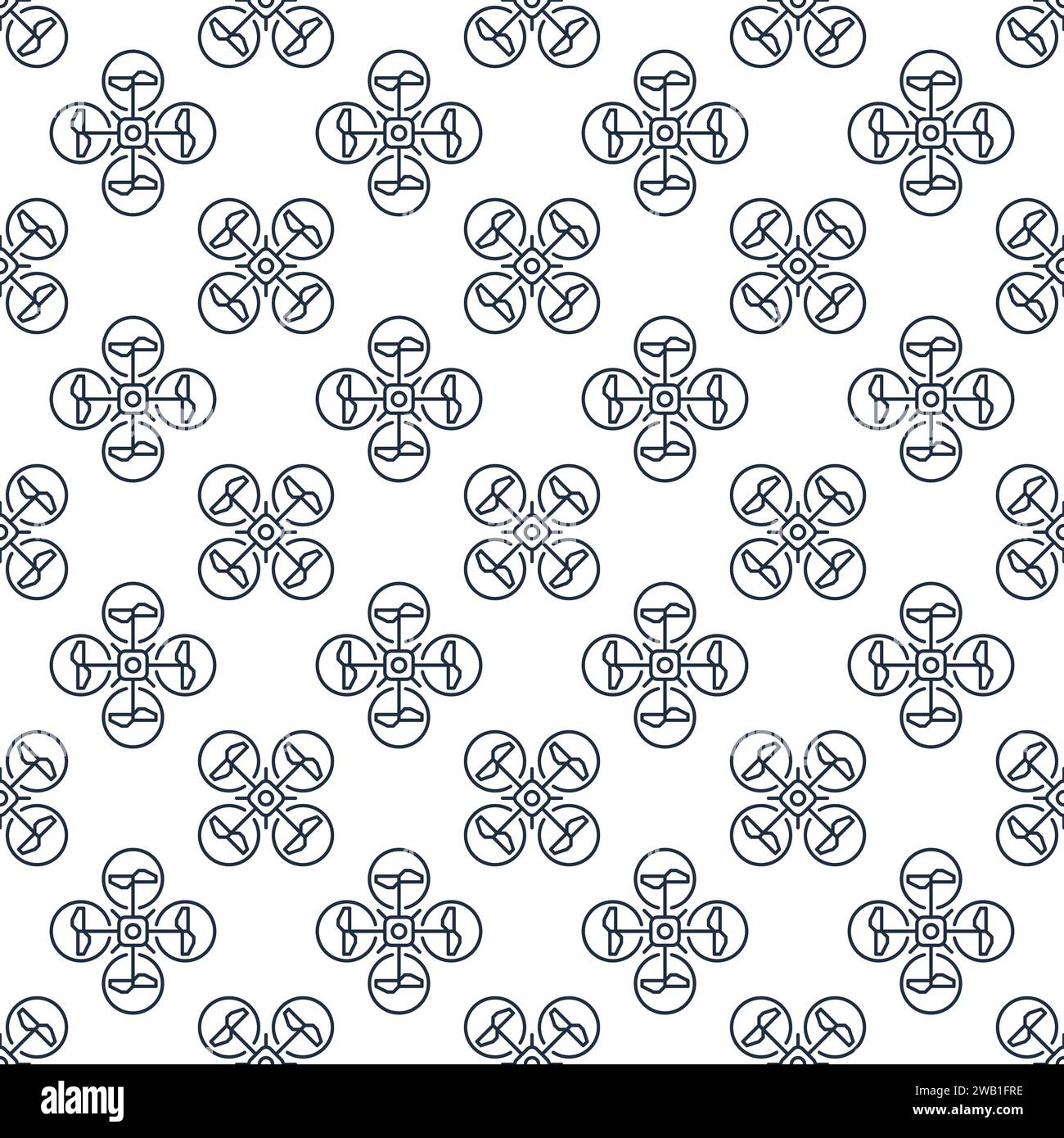 Drone vector concept simple seamless pattern in outline style - top view Stock Vector