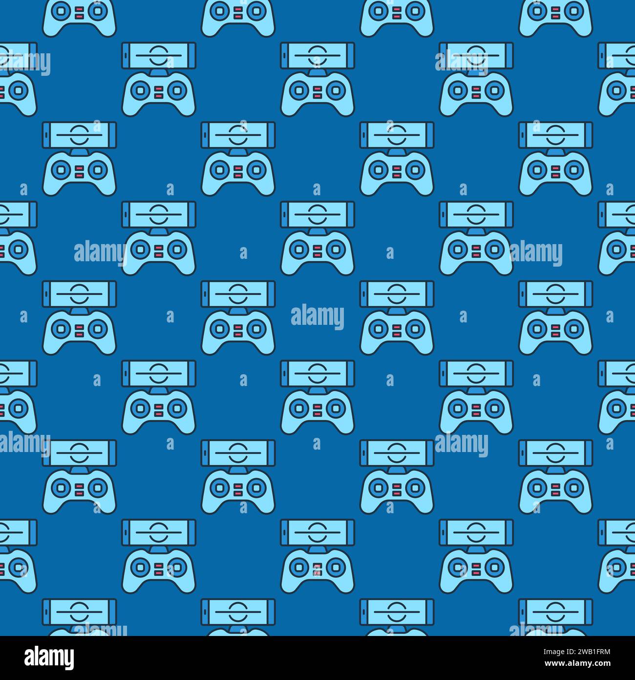 Quadcopter Gamepad with Smartphone vector concept blue creative seamless pattern Stock Vector