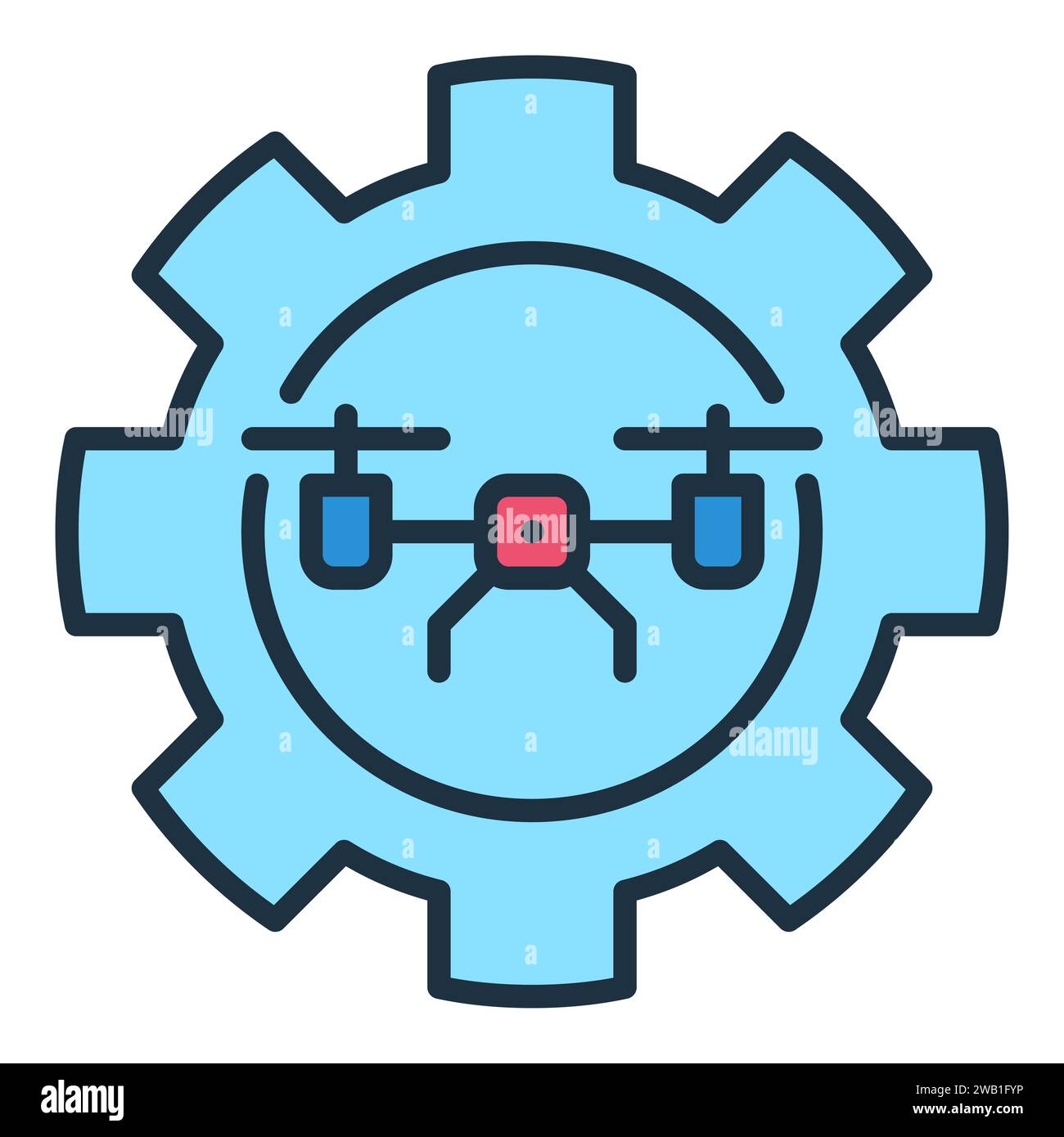 Gear with Quadcopter vector Drone Settings concept colored icon or design element Stock Vector