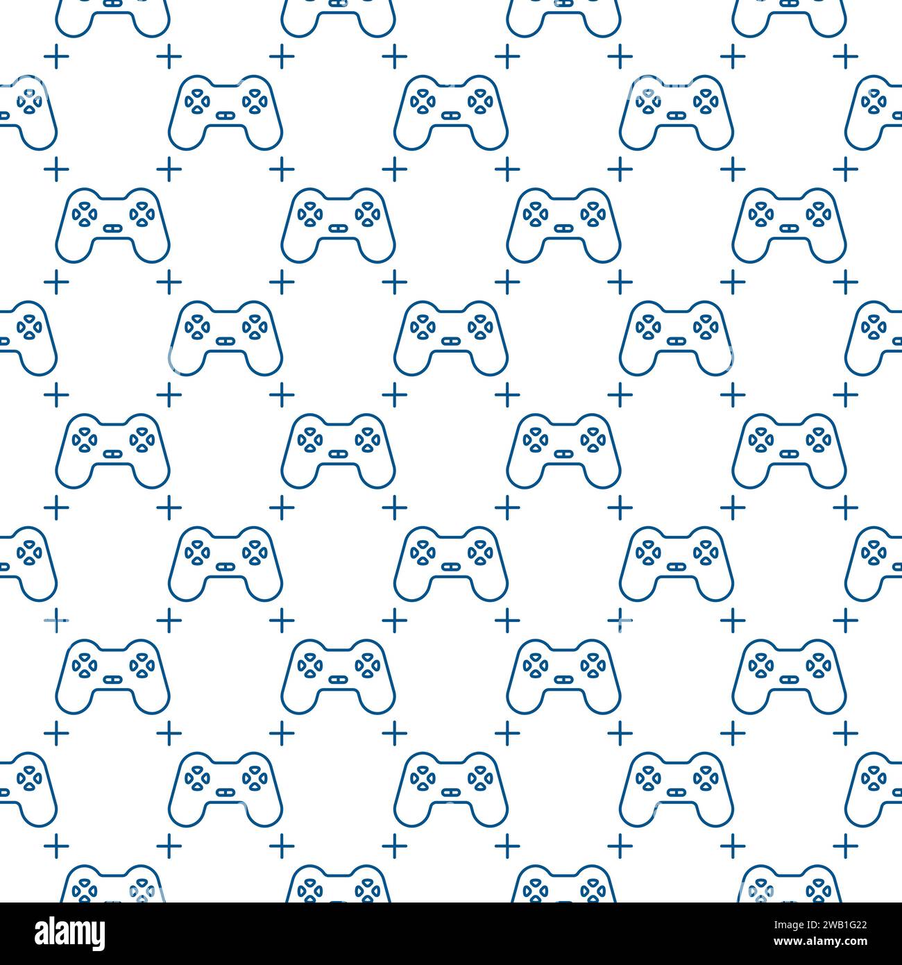 Computer Videogame Controller vector Gamepad concept minimal linear seamless pattern Stock Vector