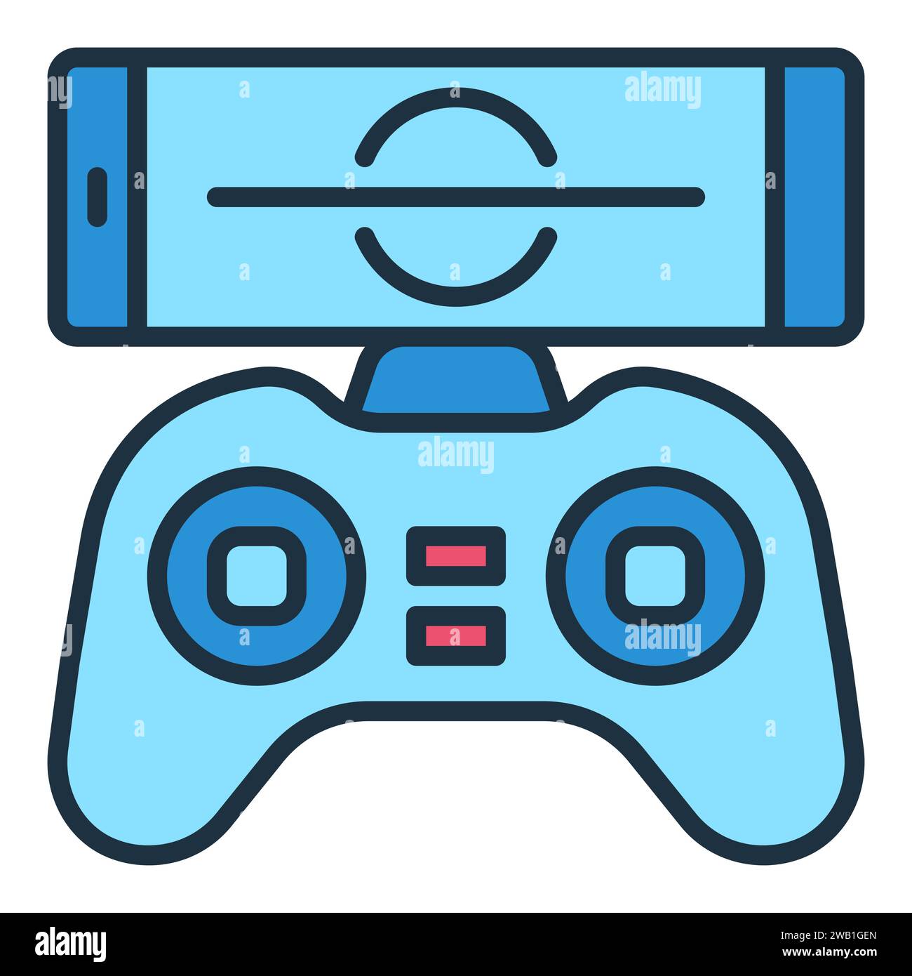Quadcopter Gamepad with Smartphone vector concept colored icon or ...