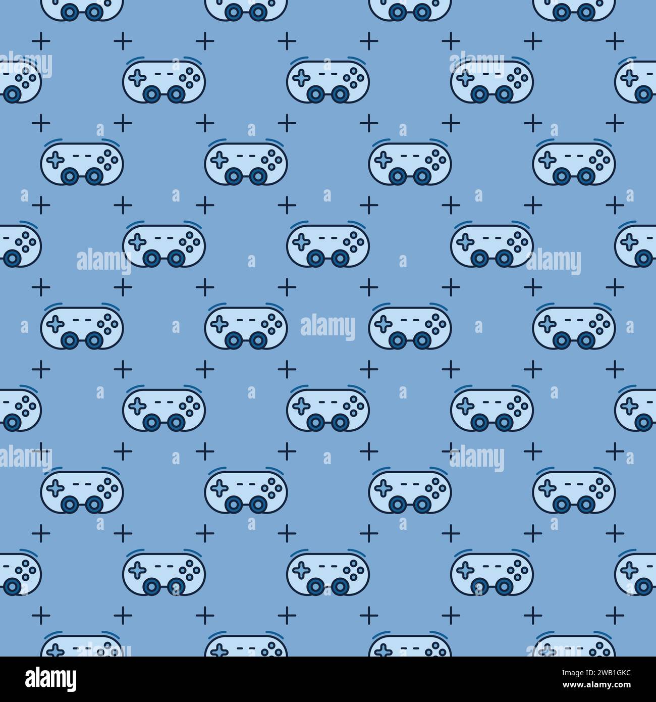 Gamepad or Game Controller vector concept colored seamless pattern Stock Vector