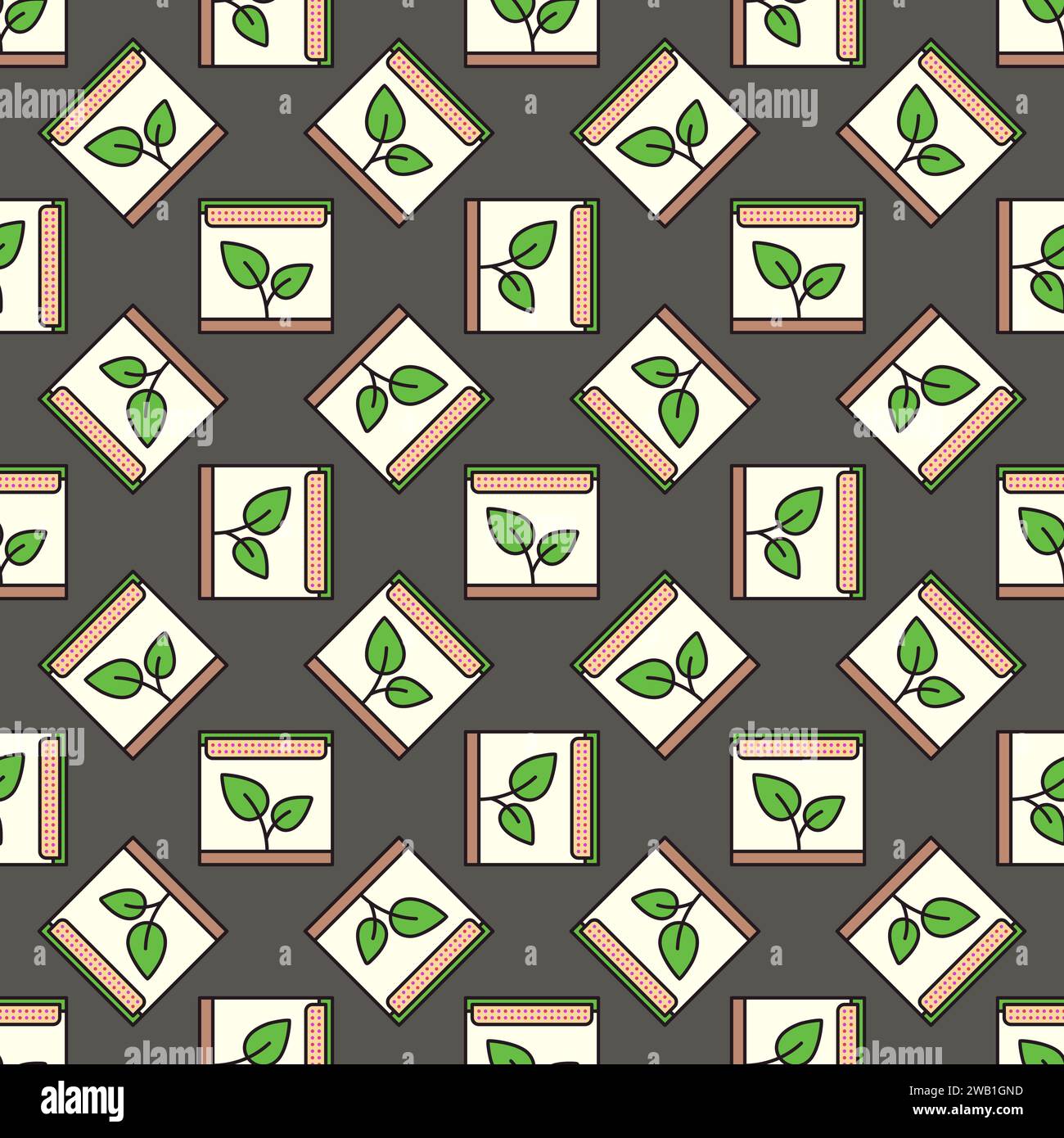 Grow Light vector concept Phyto Lamp colored seamless pattern Stock Vector