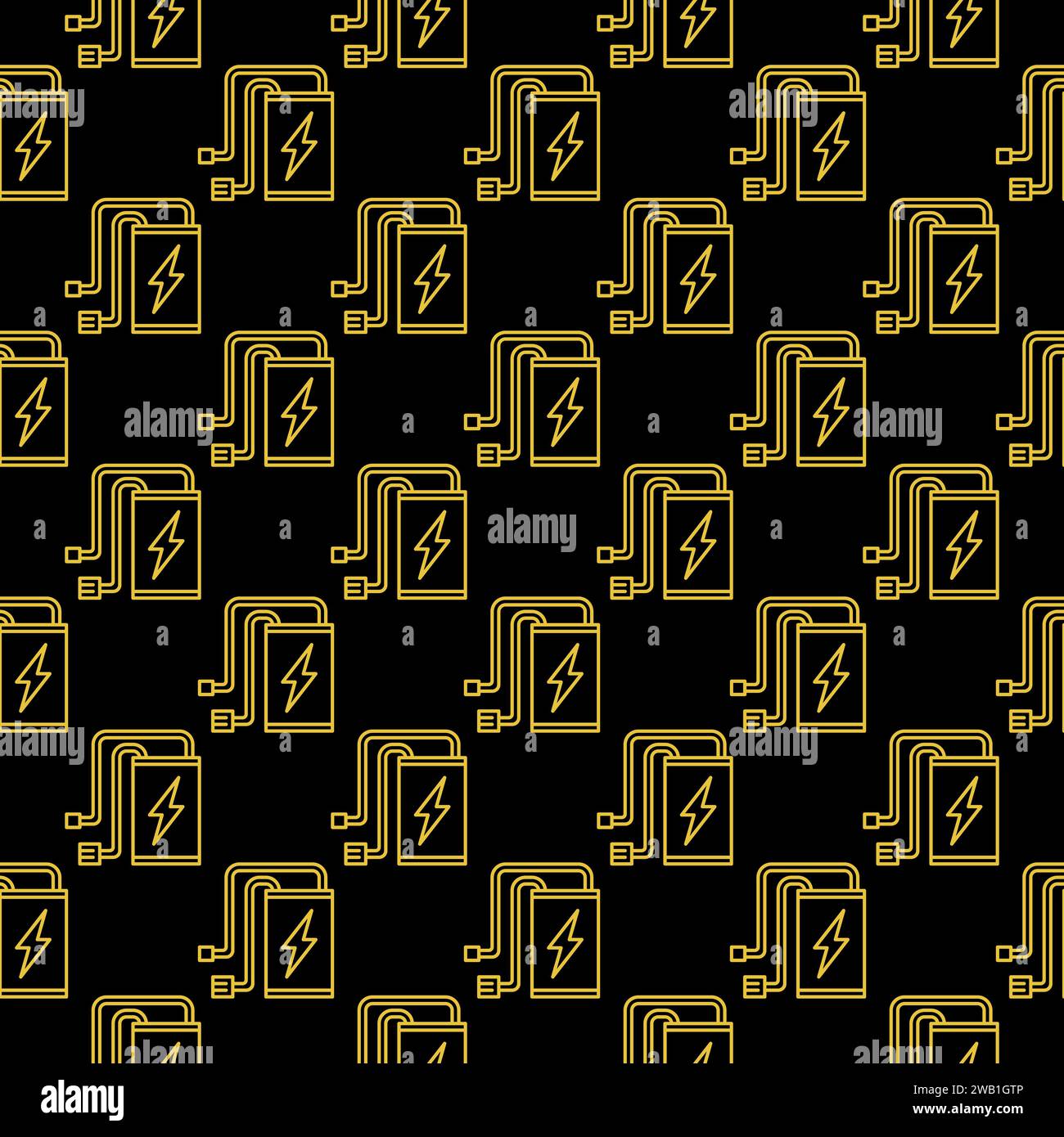 RC Drone Battery vector concept linear dark seamless pattern Stock Vector