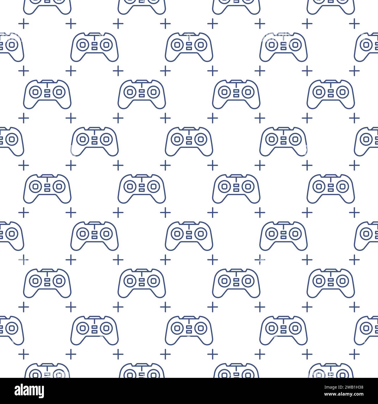 Videogame Controller for Computer vector Game Pad concept linear seamless pattern Stock Vector