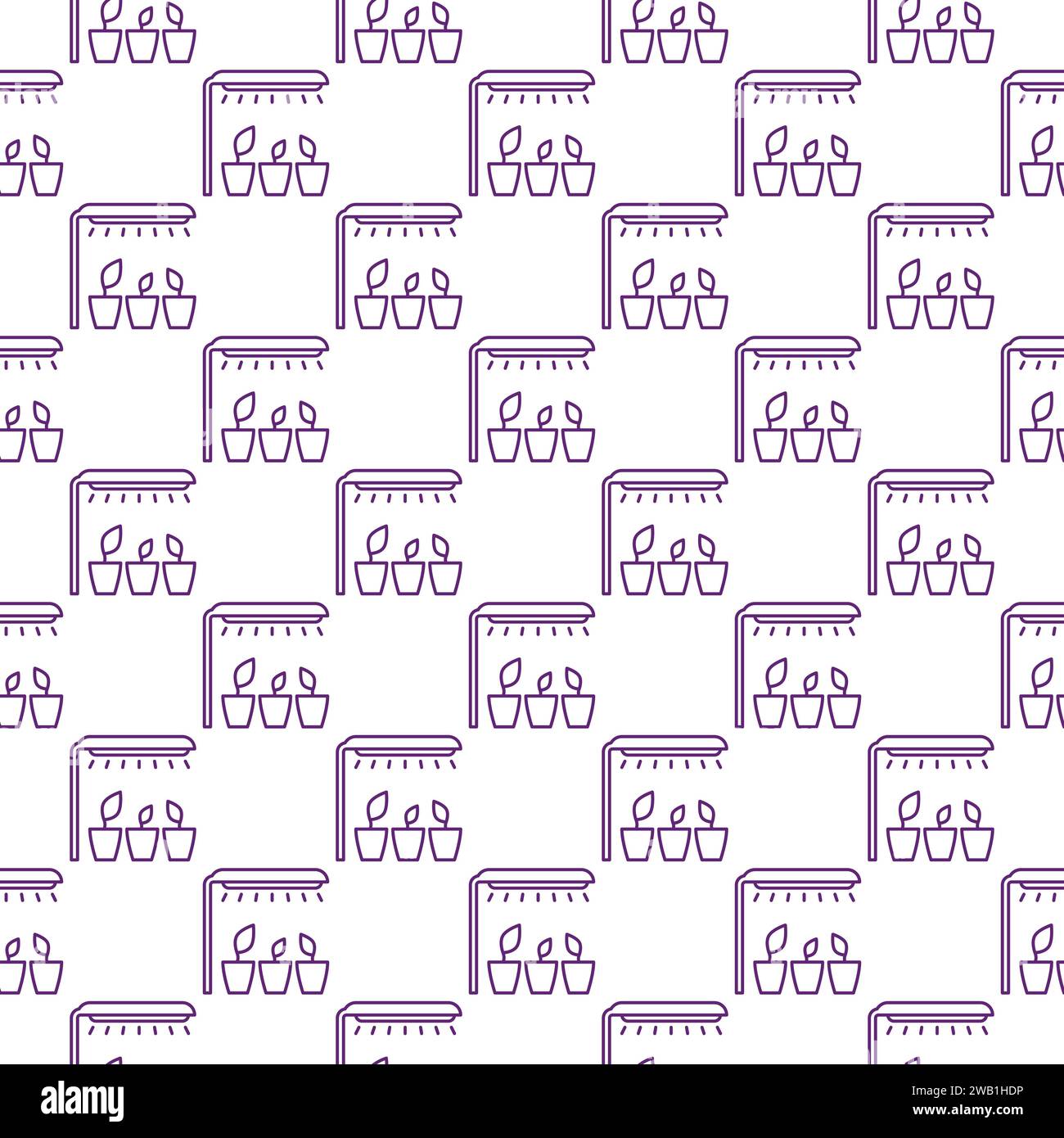 LED Grow Light vector concept linear seamless pattern Stock Vector