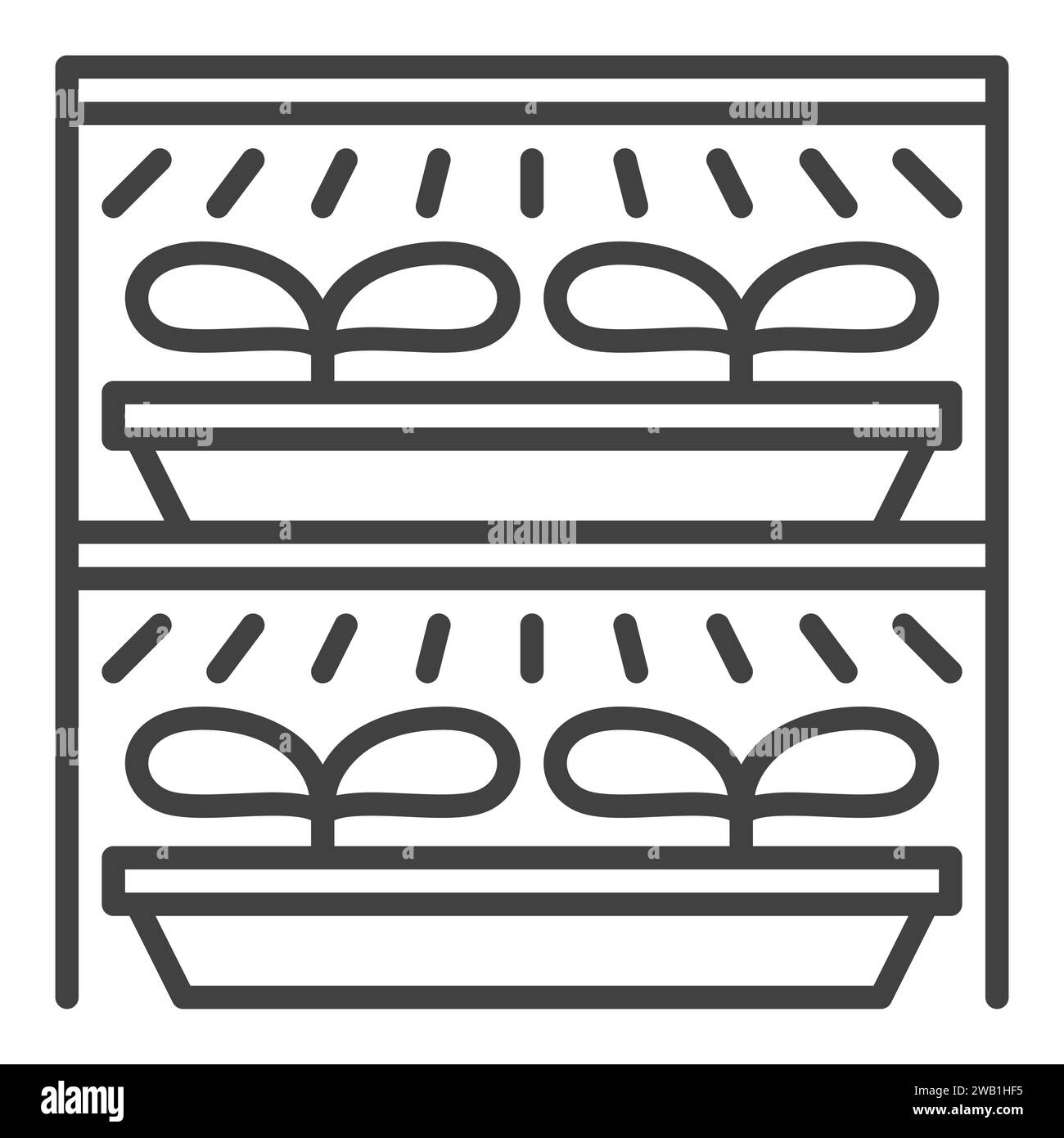 Seedling and Grow Light System vector Phyto Lamps concept linear icon or symbol Stock Vector
