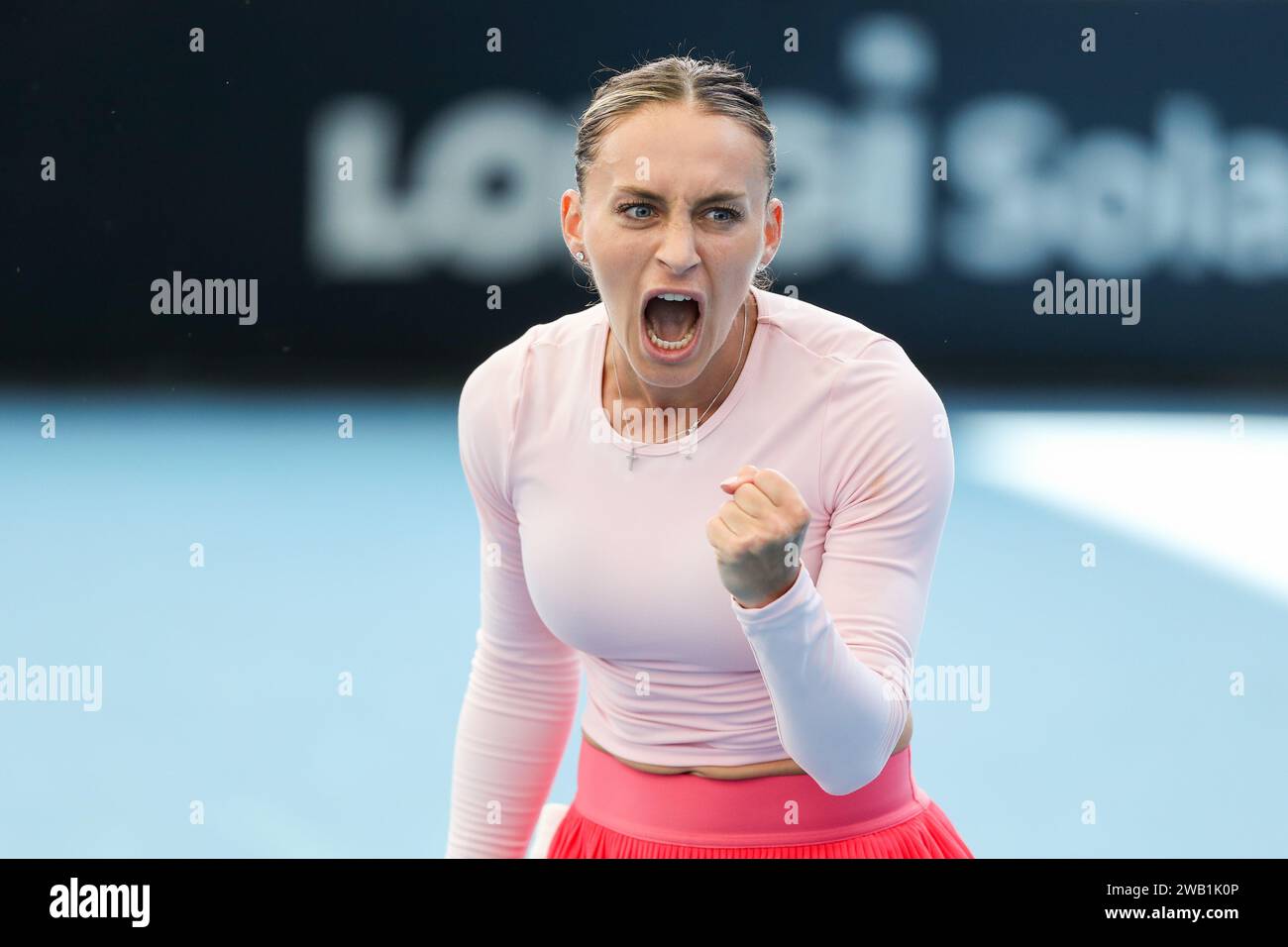 Adelaide, Australia. 08th Jan, 2024. Ana Bogdan (ROU) in action against Katie Boulter (GB