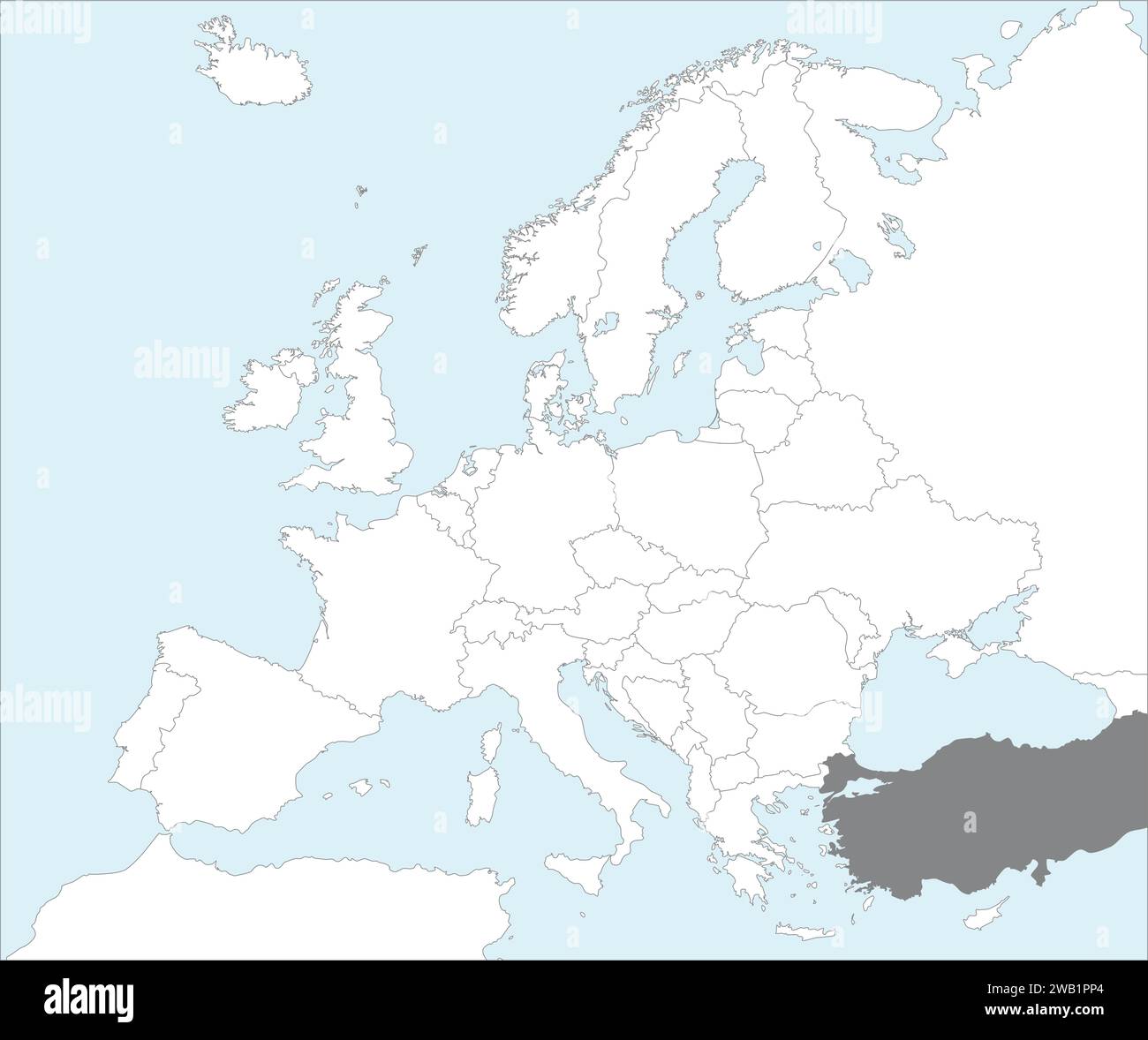 Location map of the REPUBLIC OF TURKEY/TURKIYE, EUROPE Stock Vector