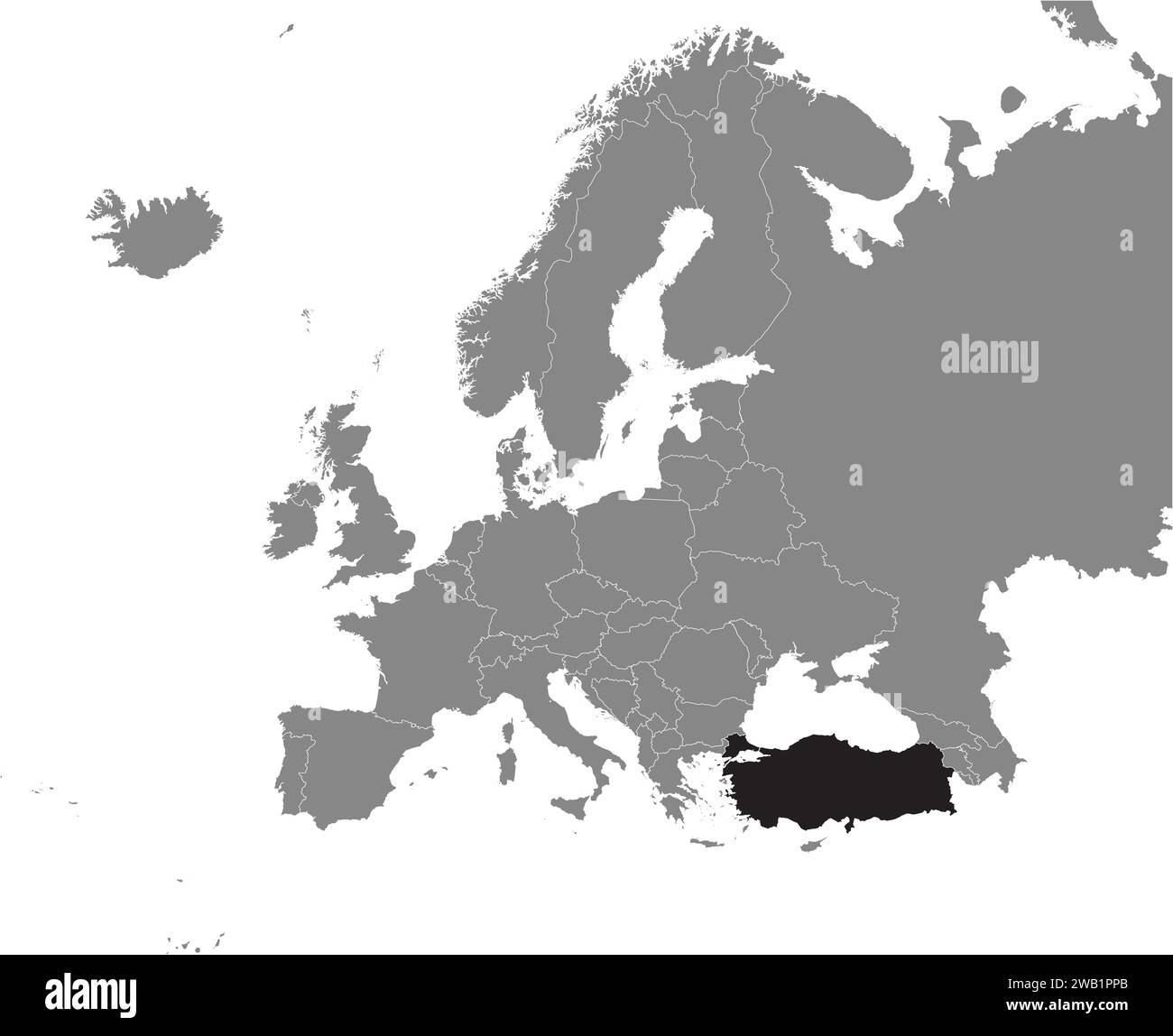 Location map of the REPUBLIC OF TURKEY/TURKIYE, EUROPE Stock Vector