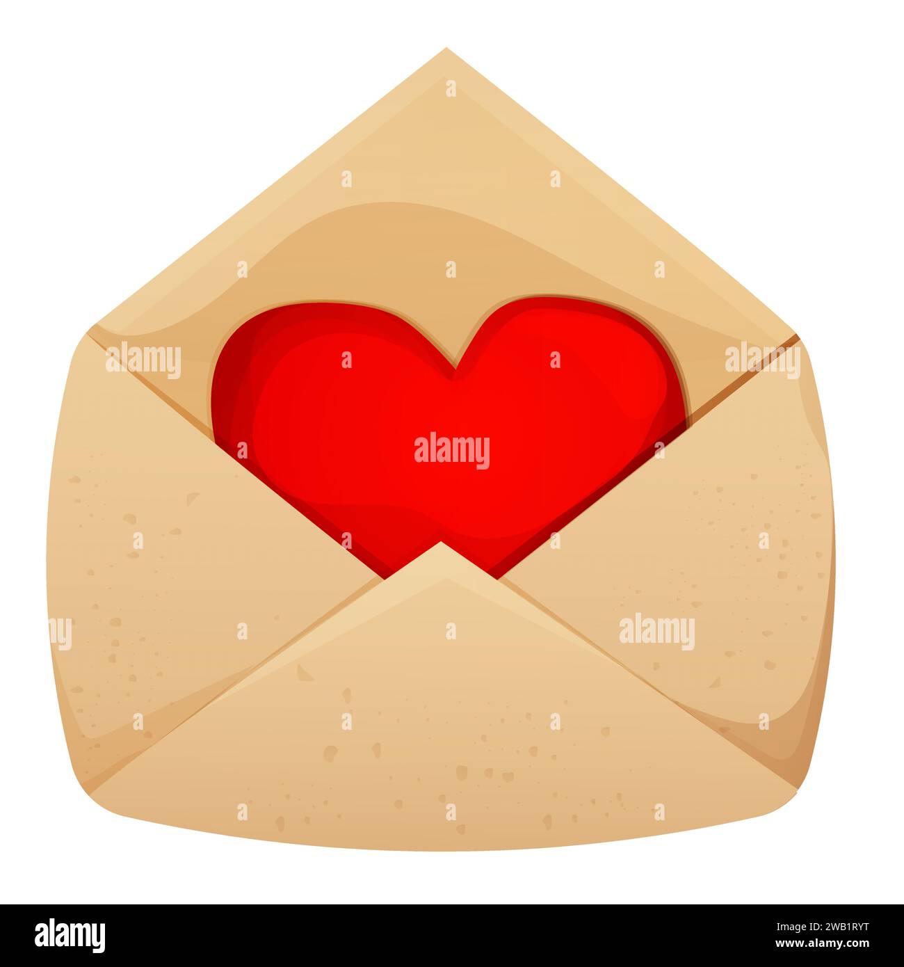 Envelope, love letter with wax seal heart shape rope in cartoon style