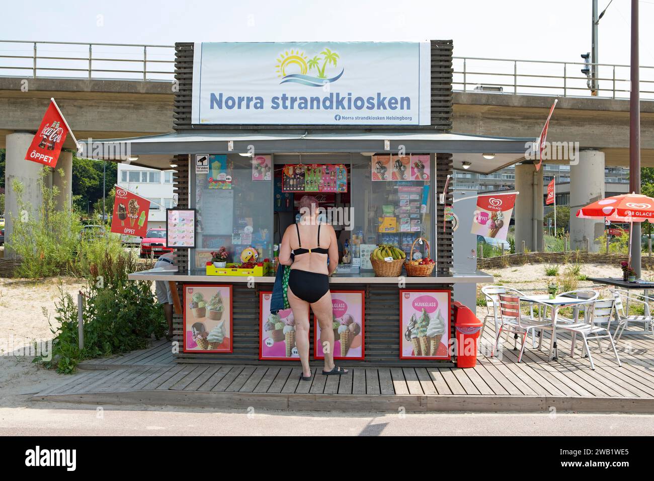 Beach kiosk in Helsingborg, Skane laen, Sweden Stock Photo