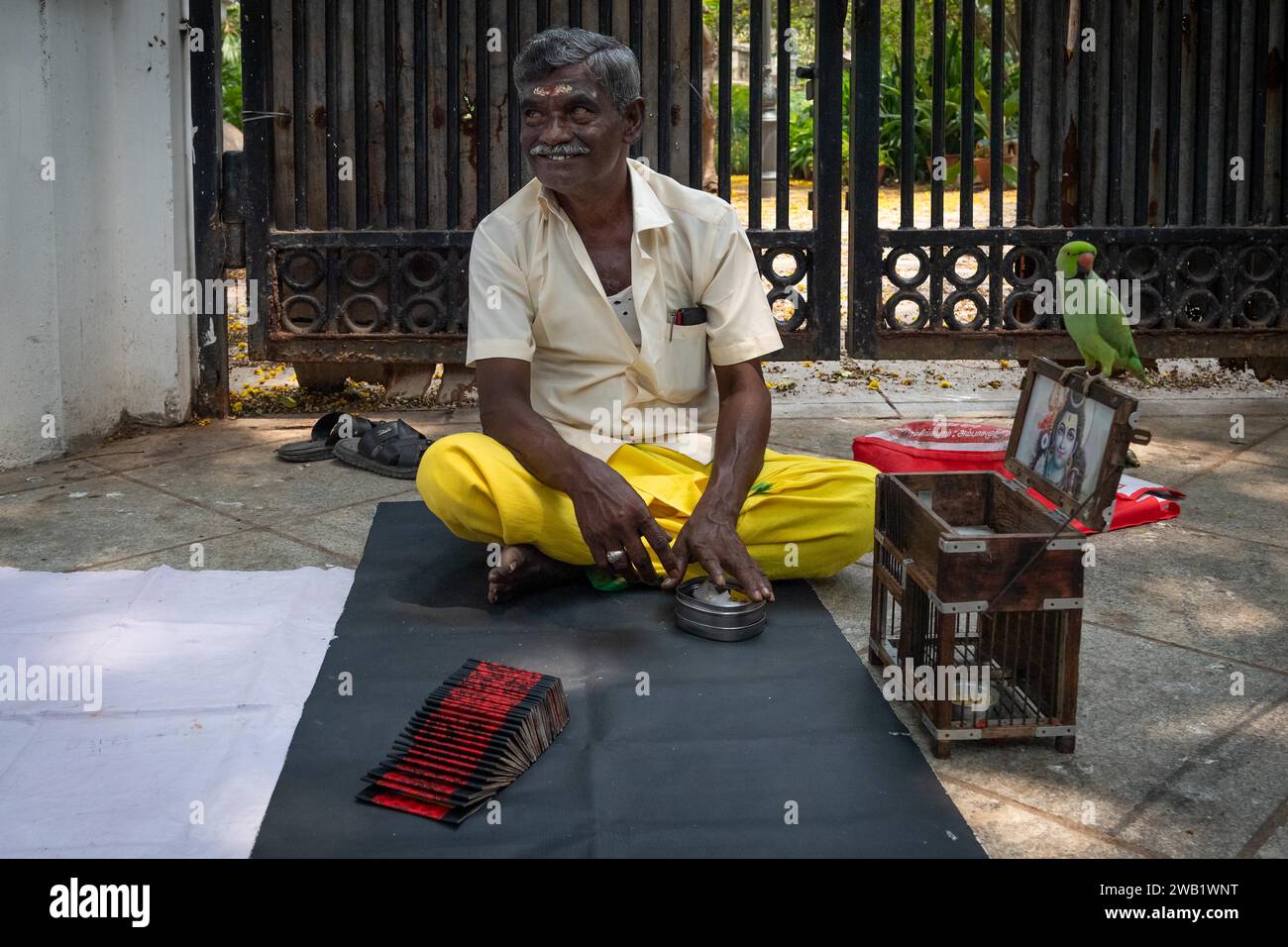 Fortune teller with parrot, former French colony Pondicherry or