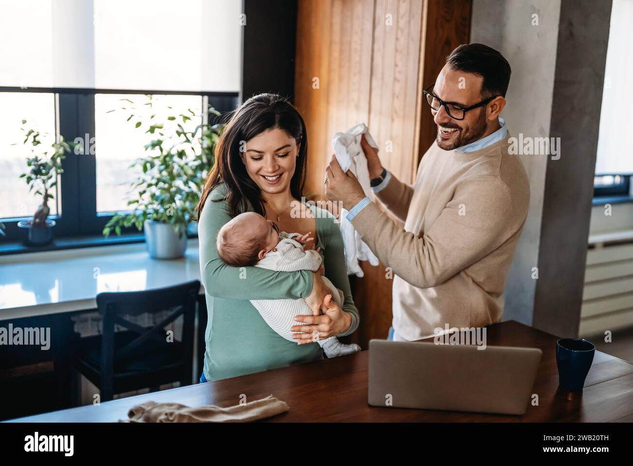 Family, adoption, baby, parenthood and people concept. Happy mother ...