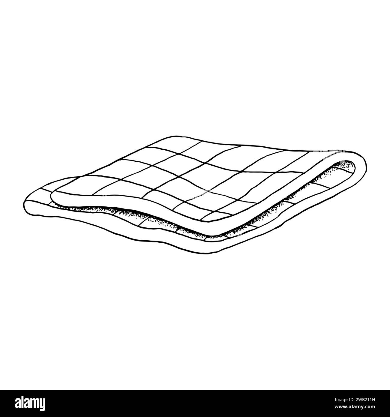 Striped kitchen tea towel vector illustration. Hand drawing graphic