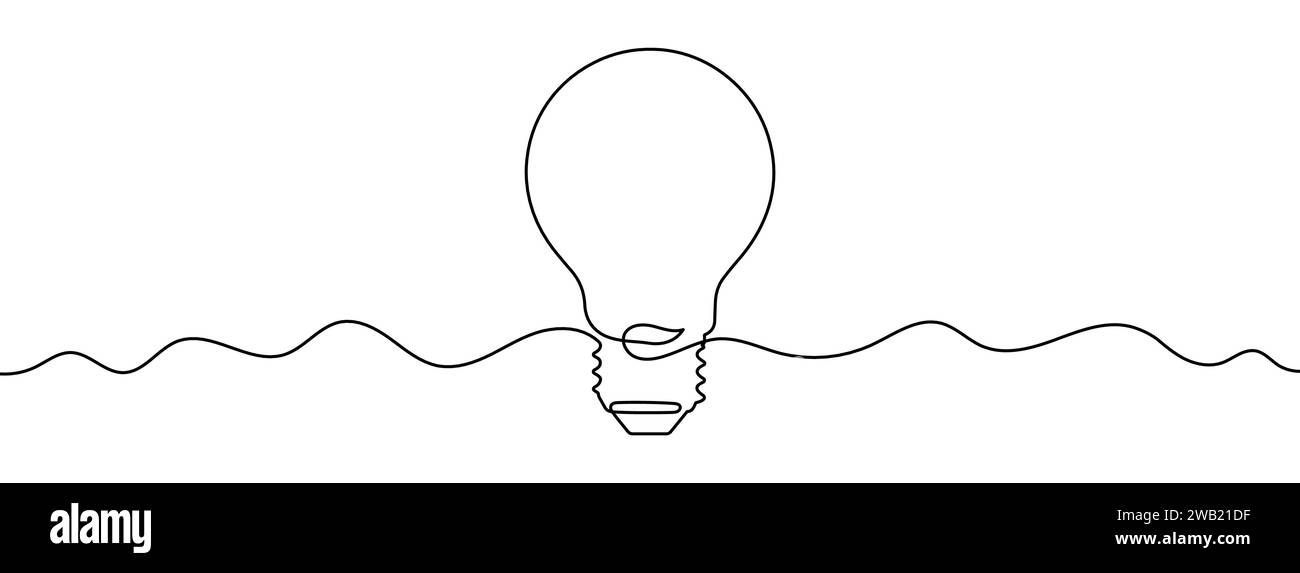 Single continuous line drawing half light bulb Vector Image