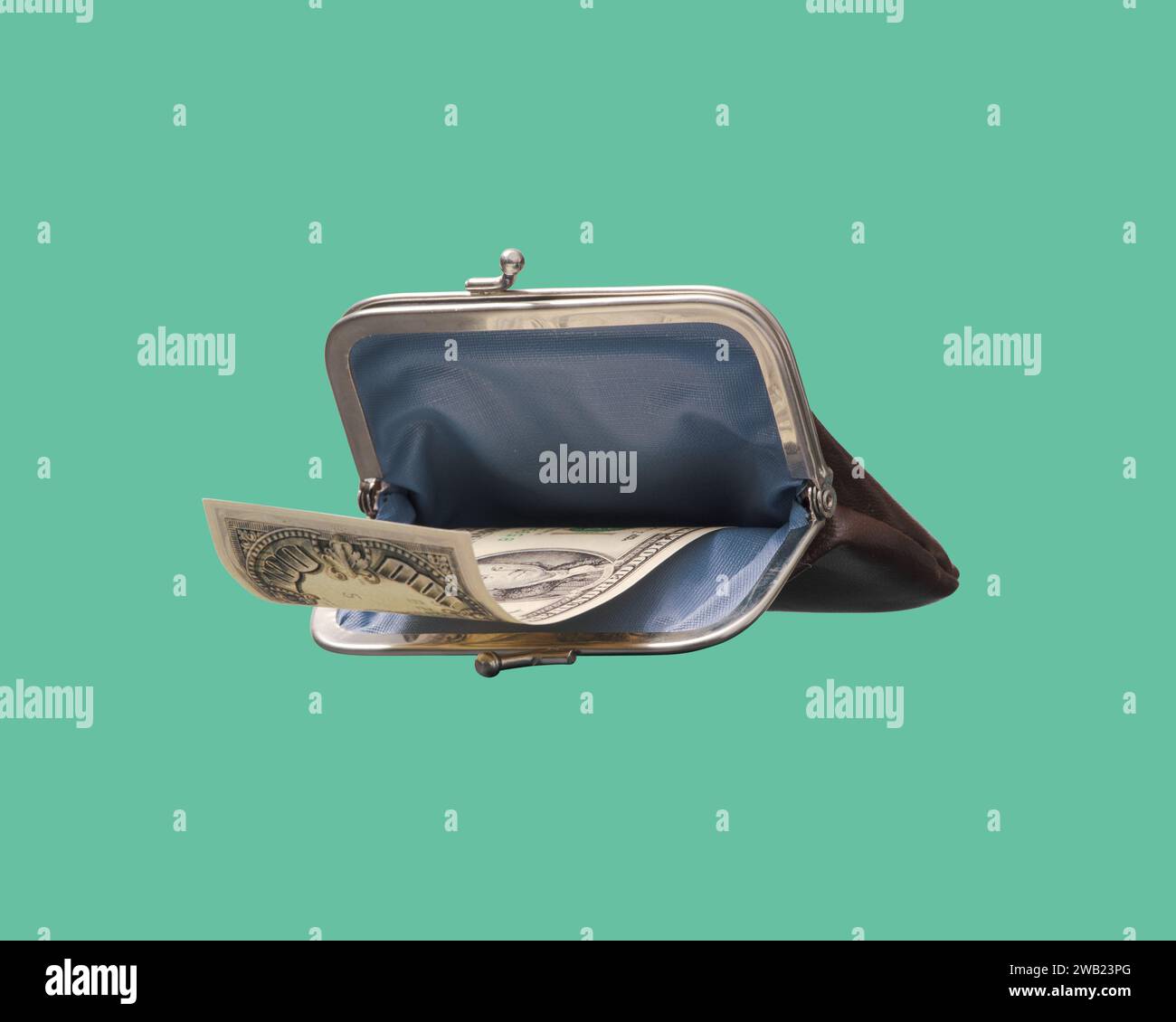 Cash money in a open purse, payments and budget concept Stock Photo Alamy