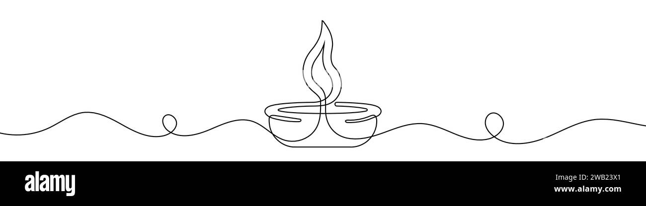 Continuous editable line drawing of candle. Candle icon in one line. Stock Vector