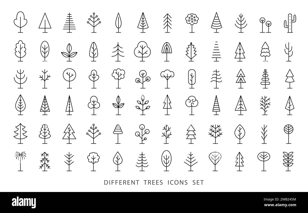 Tree Line Icon Set. Vector Logo Shapes Collection Stock Vector Image 