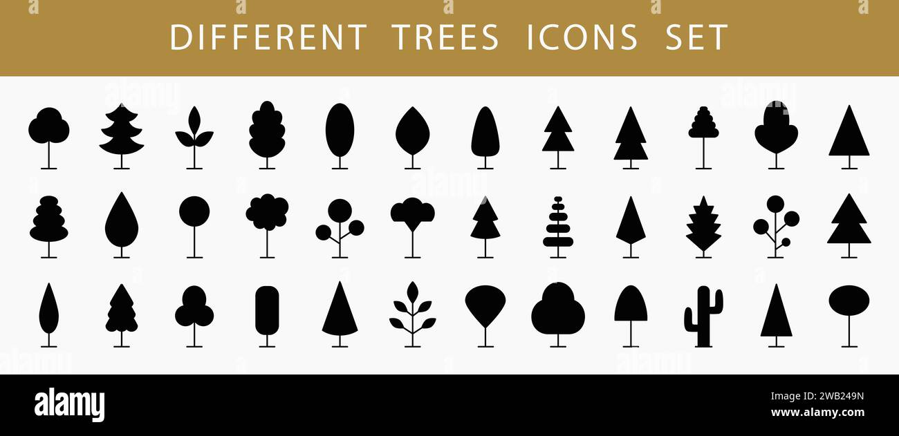 Tree Line Icon Set. Vector Logo Shapes Collection Stock Vector Image ...