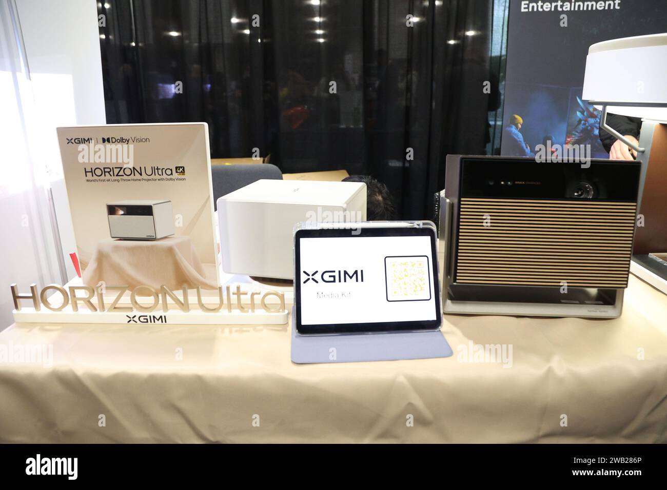 Las Vegas, United States. 07th Jan, 2024. A view of the HORIZON Ultra by XGIMI, the world's first 4K longh-throw home projector with Dolby Vision, on display during the 2024 International CES, at the Mandalay Bay Convention Center in Las Vegas, Nevada on Sunday, January 7, 2024. Photo by James Atoa/UPI Credit: UPI/Alamy Live News Stock Photo