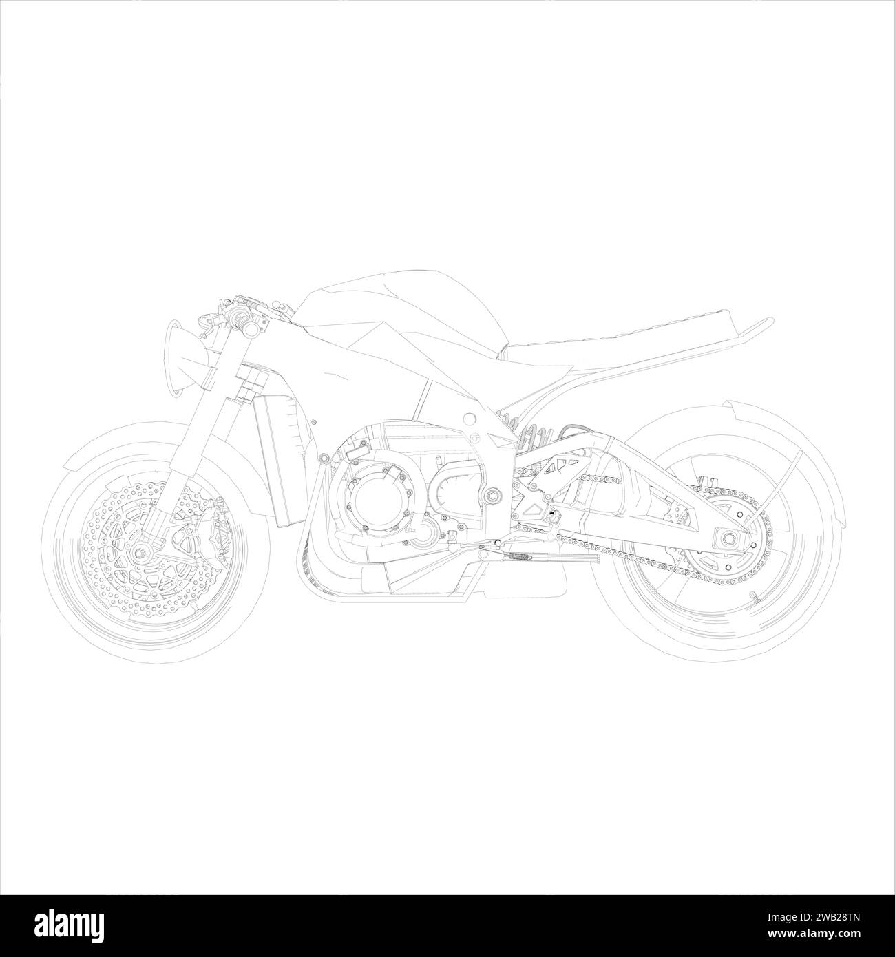 Retro Cafe racer classic motorcycle wire frame blueprint illustration vector Stock Vector