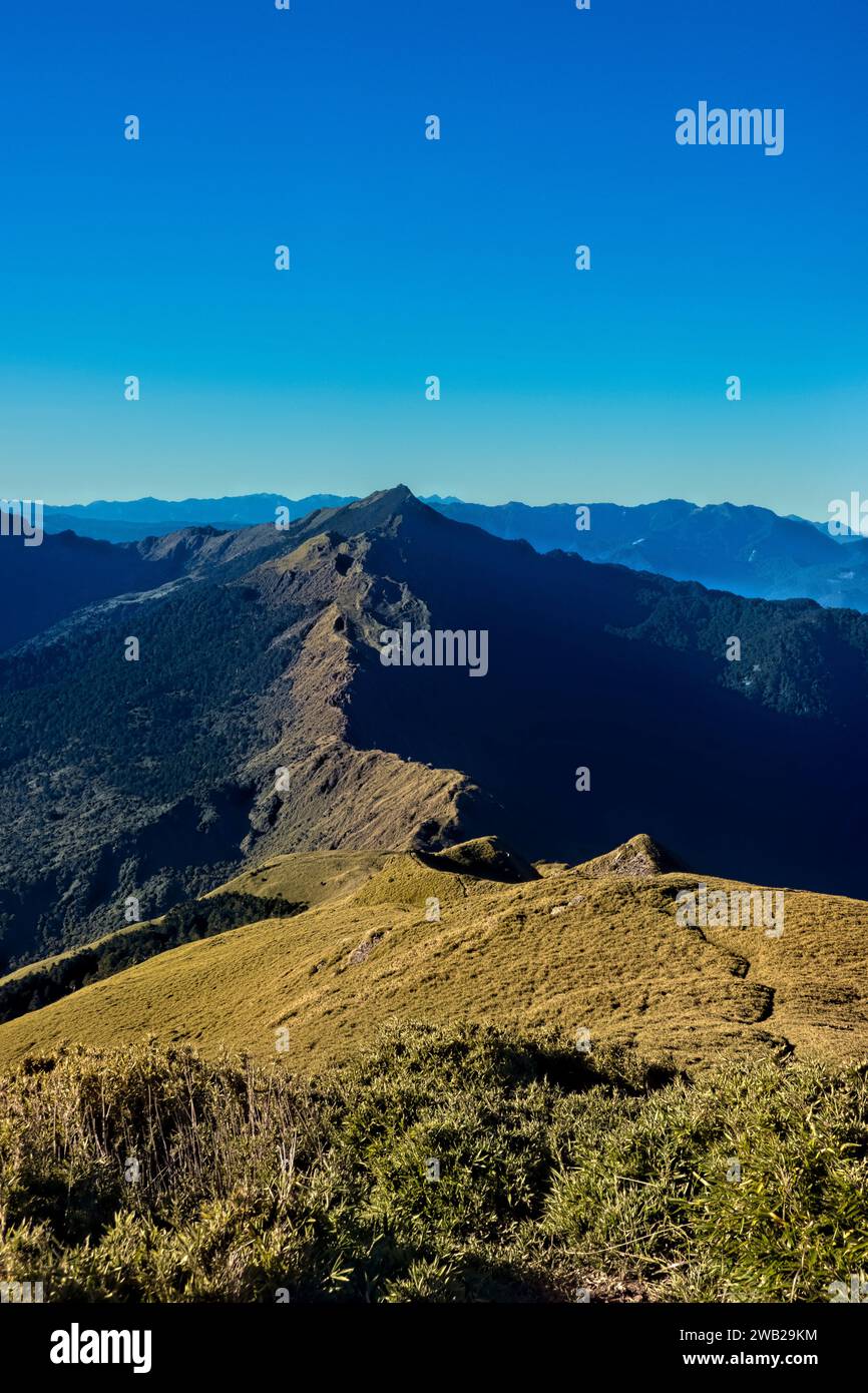 View of the beautiful ridge route on Mount Nenggao, Nantou, Taiwan Stock Photo