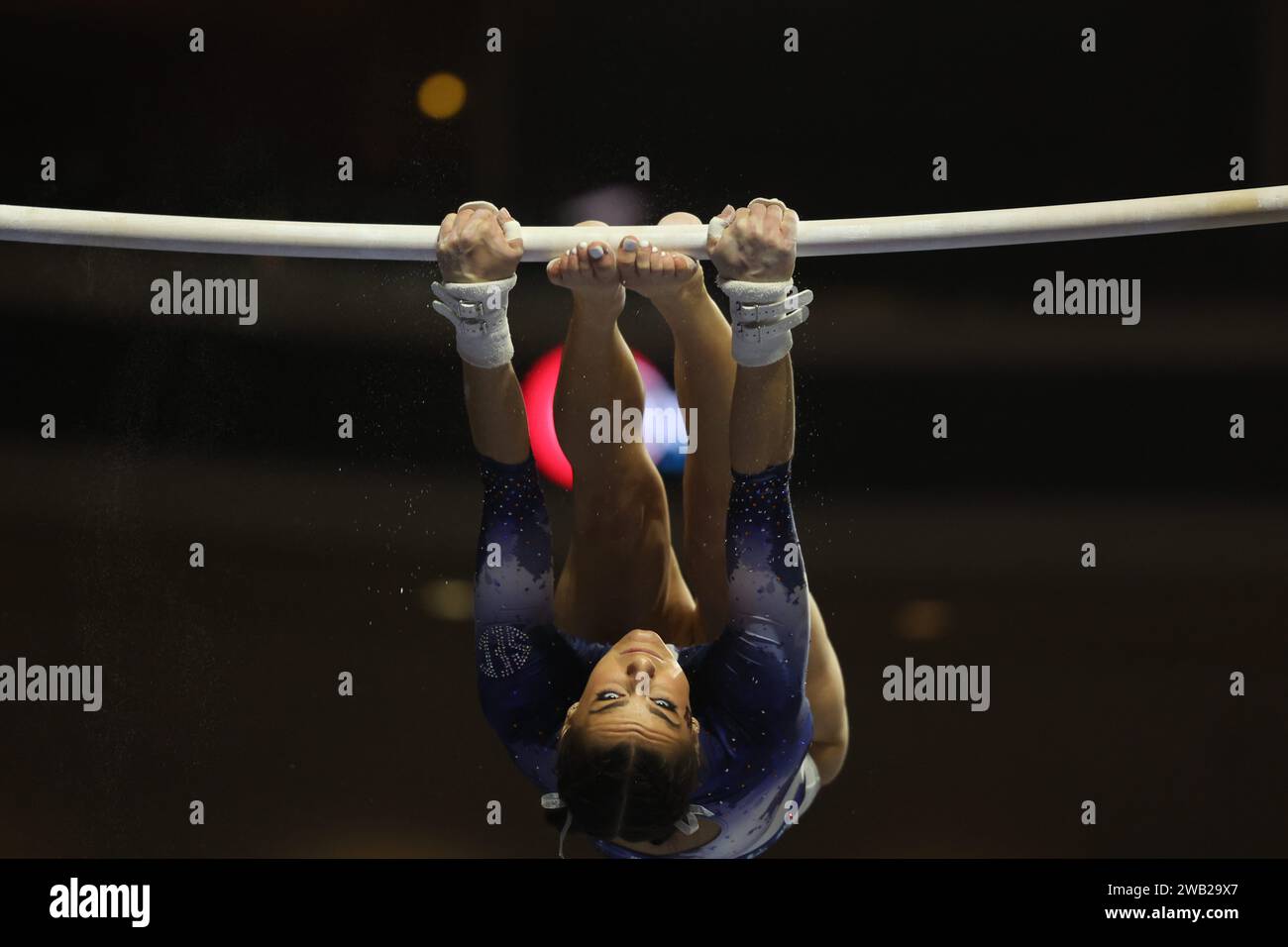 Las Vegas, Nevada, USA. 6th Jan, 2024. Cassie Stevens from Auburn University competes during the Mean Girls Super 16 gymnastics championships Session 4 at Orleans Arena in Las Vegas, Nevada. Melissa J. Perenson/Cal Sport Media/Alamy Live News Stock Photo