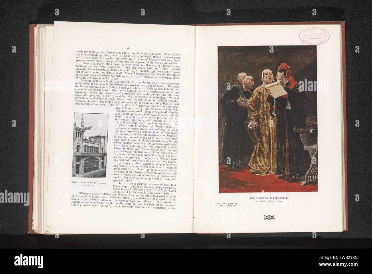 Reproductie van the Dux Foscari and the Ten Council discover the betrayal of Carmagnola door José Villegas Cordero, Joseph Thomas y Bigas, after José Villegas Cordero, c. 1895 - In or Before 1900 photomechanical print   paper  old man Stock Photo