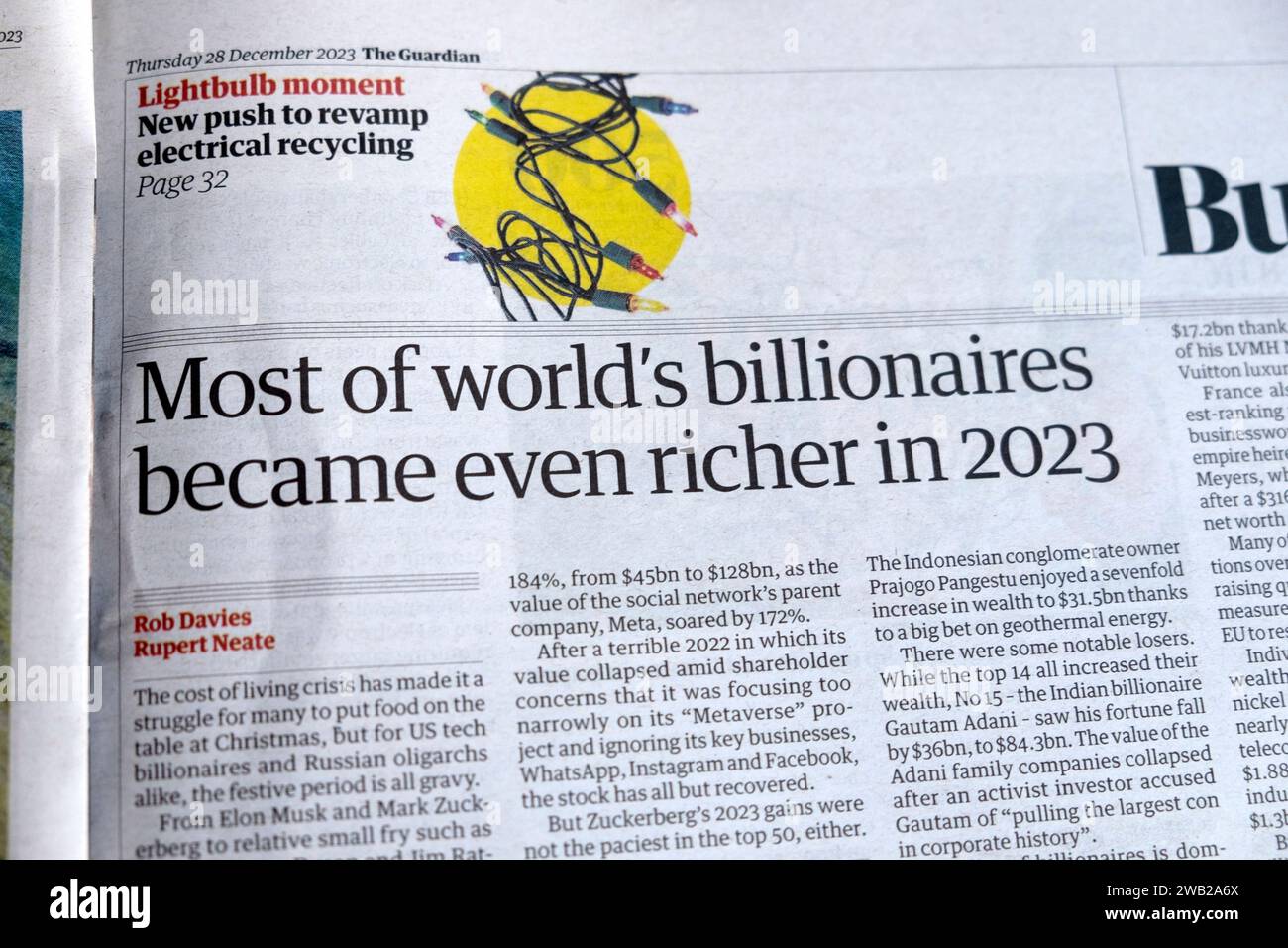 'Most of the world's billionaires became even richer in 2023' Guardian