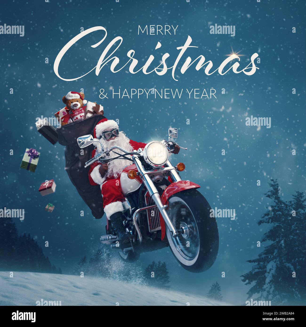 Santa Rider Motorcycle rider greeting hi-res stock photography and images - Alamy