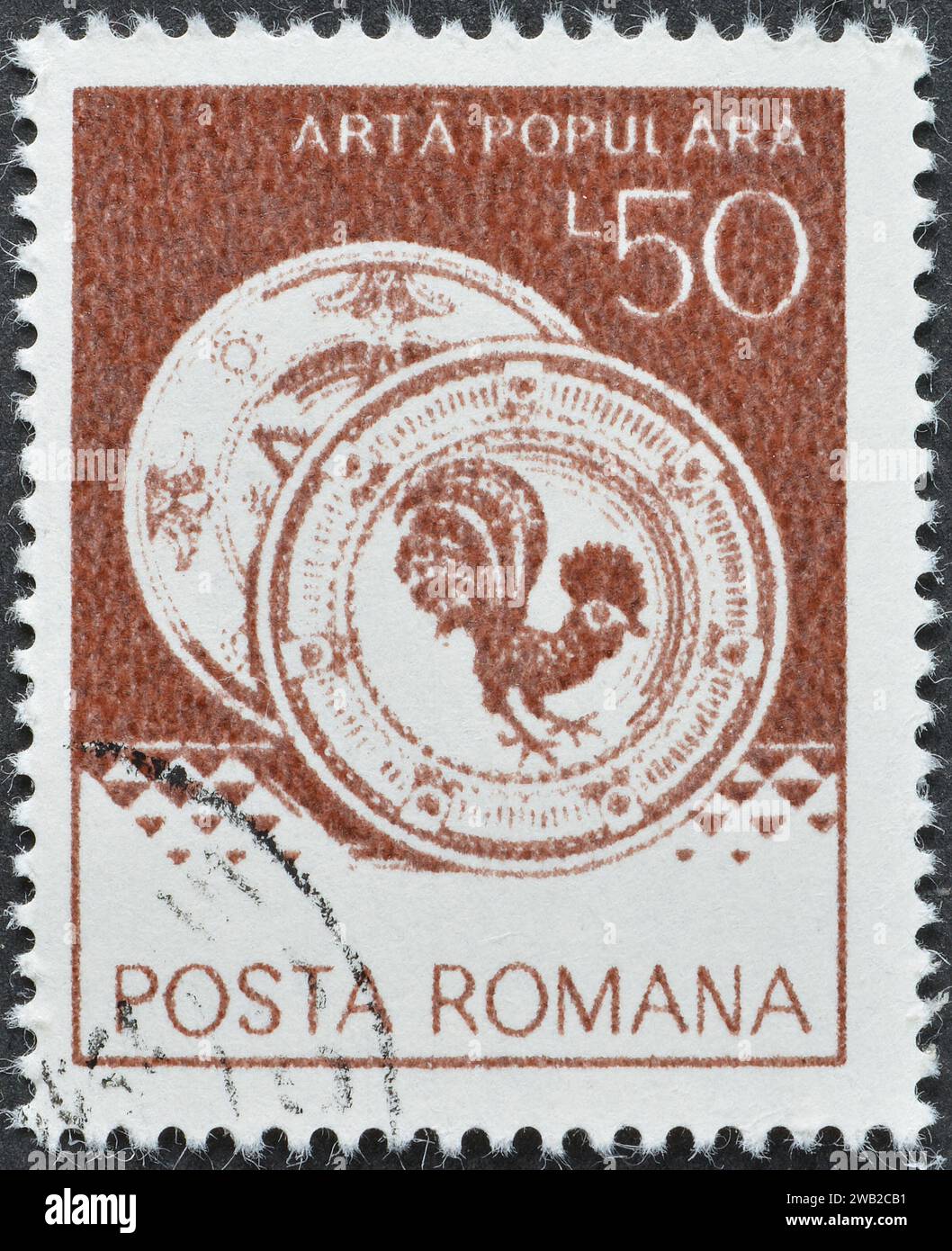 Cancelled postage stamp printed by Romania, that shows Ceramic Dishes