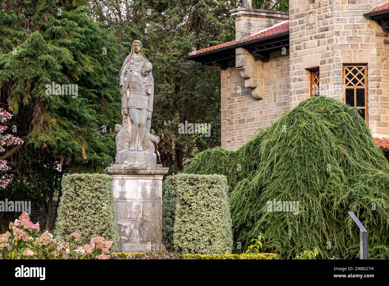 Puente Viesgo, Spain. Monument to Lieutenant Joaquin Fuentes Pila and ...