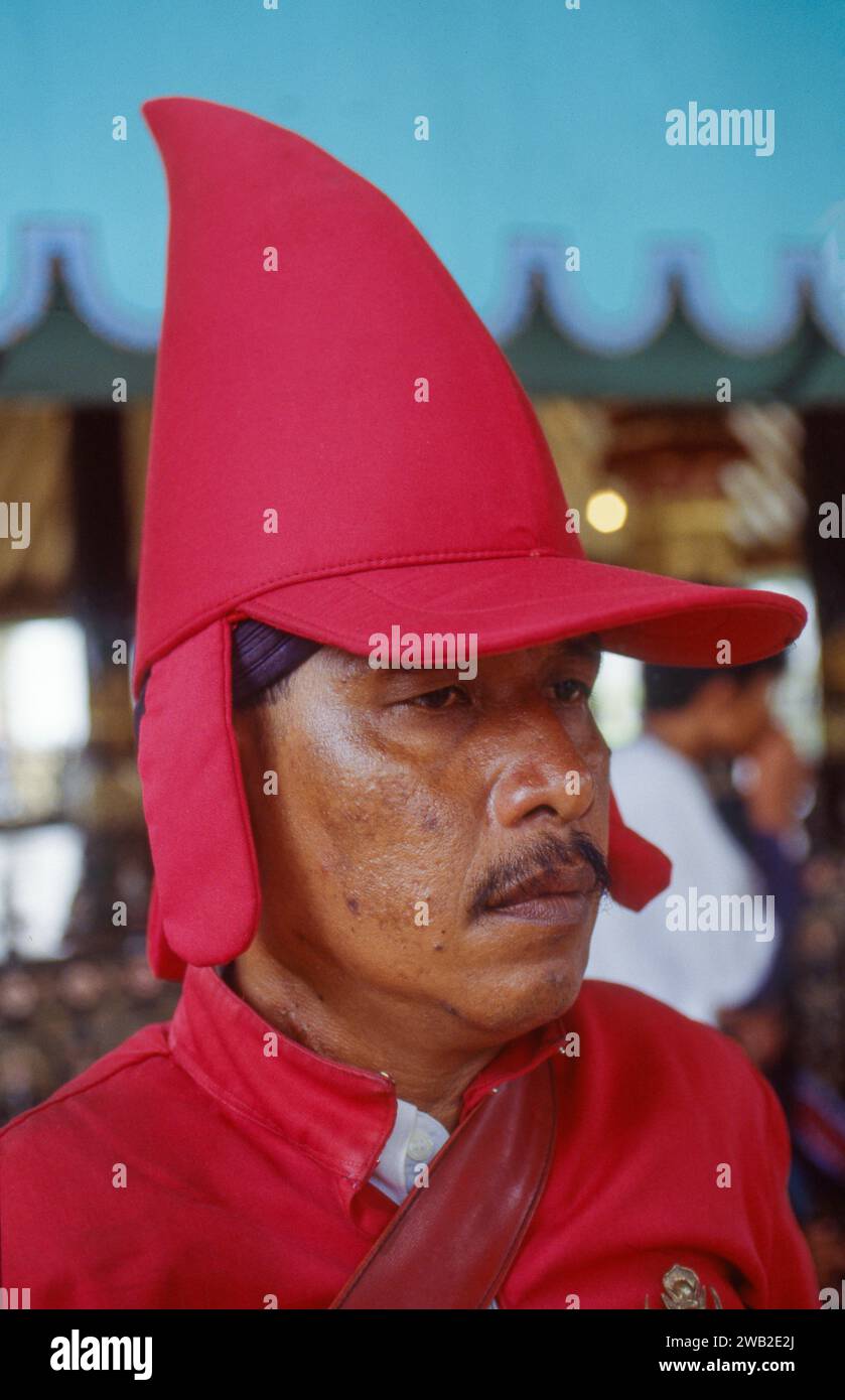 Indonesia, Yogyakarta - participant of Pasukan Bregada Keraton Festival. Stock Photo