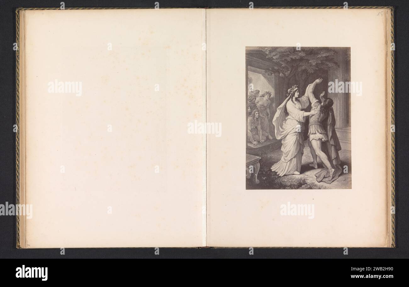 Photo production of a print of a scene from Iphigenie Auf Tauris, representing Orestes and Iphigeneia, Anonymous, After Wilhelm von Kaulbach, c. 1875 - c. 1885 photograph   photographic support albumen print IPhigenia recognizes her brother Orestes. Furies, dire (erinyes), Eumenides; 'Furie '(Ripa) Stock Photo