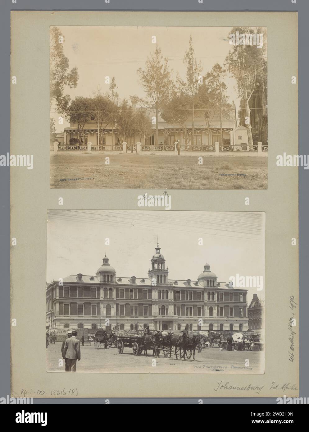 Sheet with two photos of Pretoria and Johannesburg, & Co., 1890