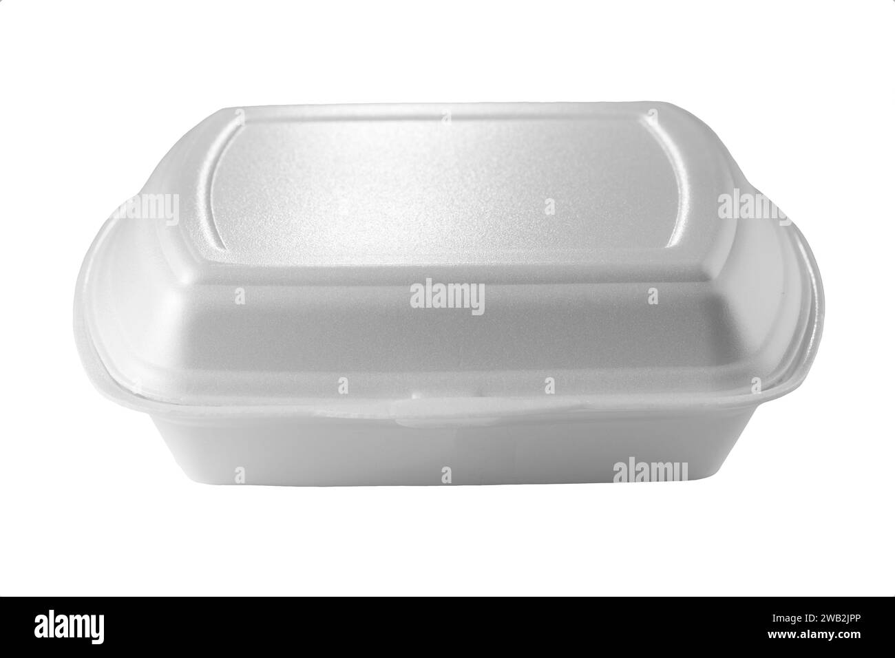 Food delivery container, white tray isolated on white background Stock Photo