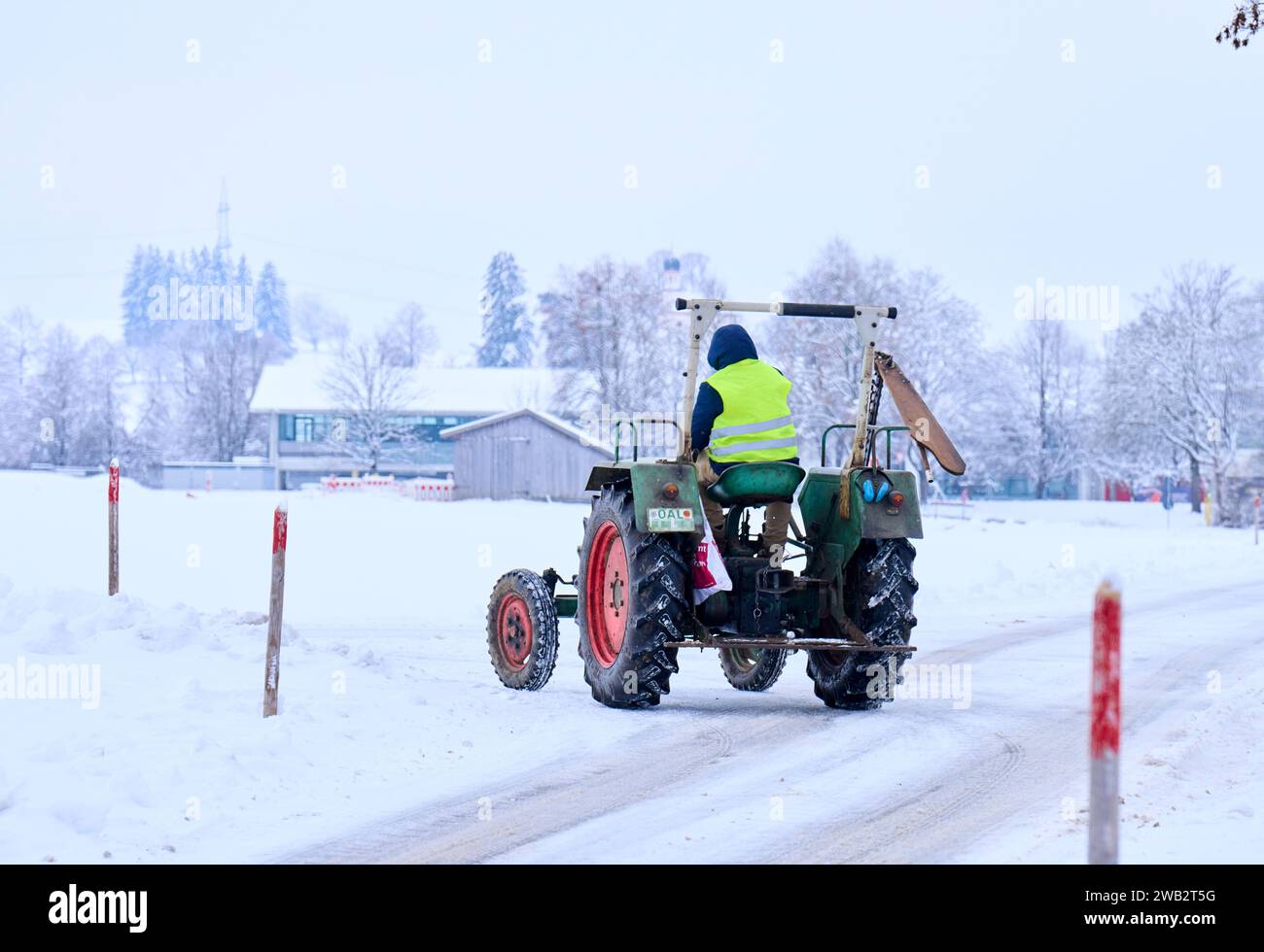 Farmer is driving home after demonstrating for diesel subsidies and tax