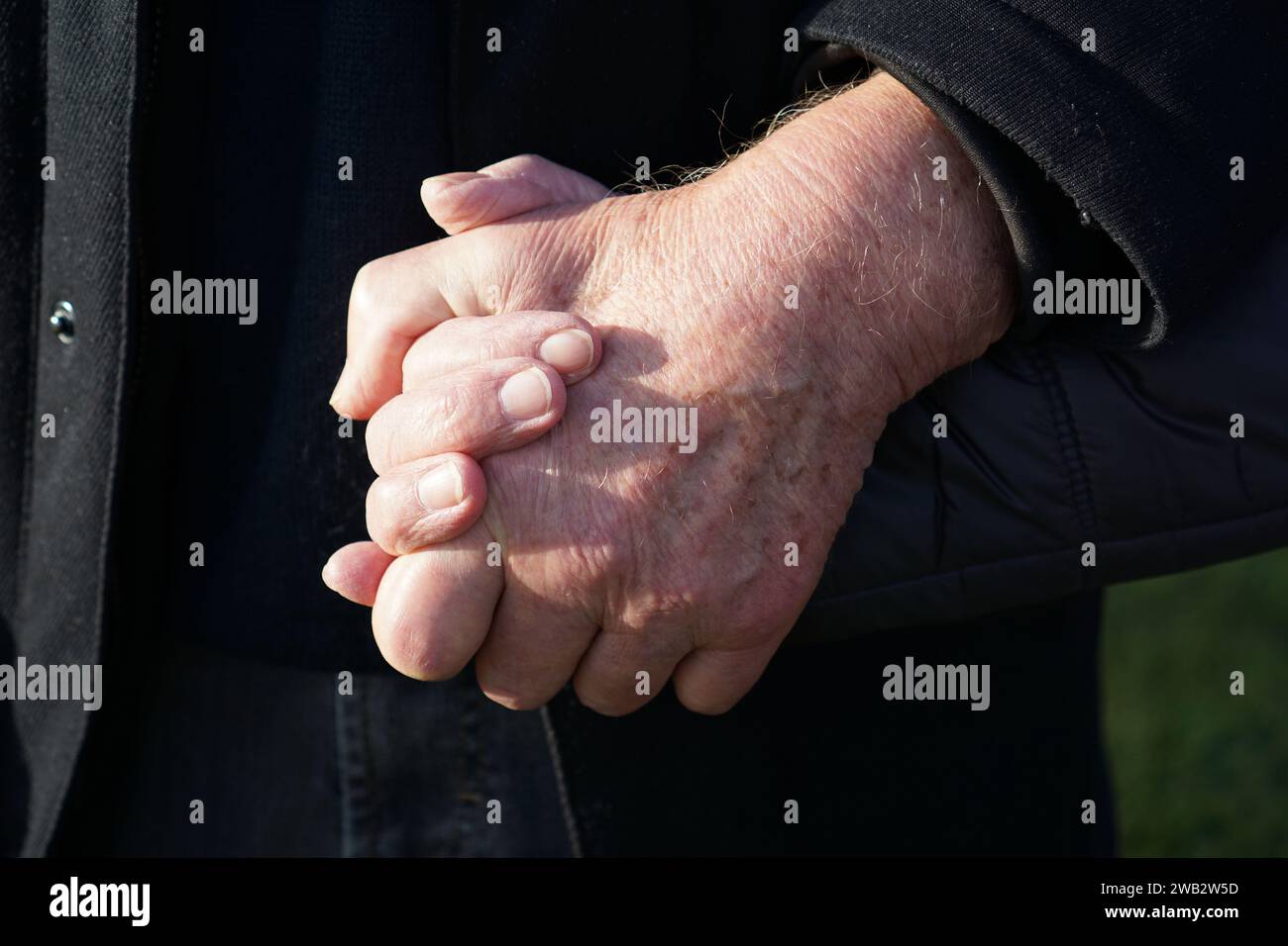 Old couple in love holding hands Stock Photo