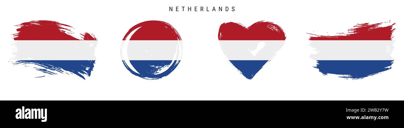 Netherlands hand drawn grunge style flag icon set. Holland banner in ...