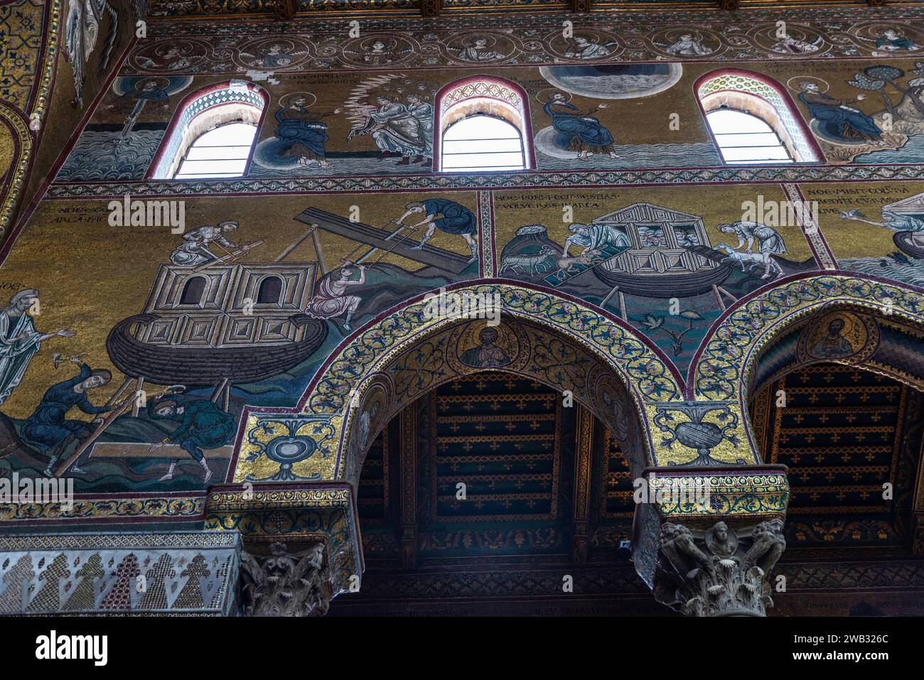 Interior of the Cathedral of Monreale or di Santa Maria Nuova in the ...