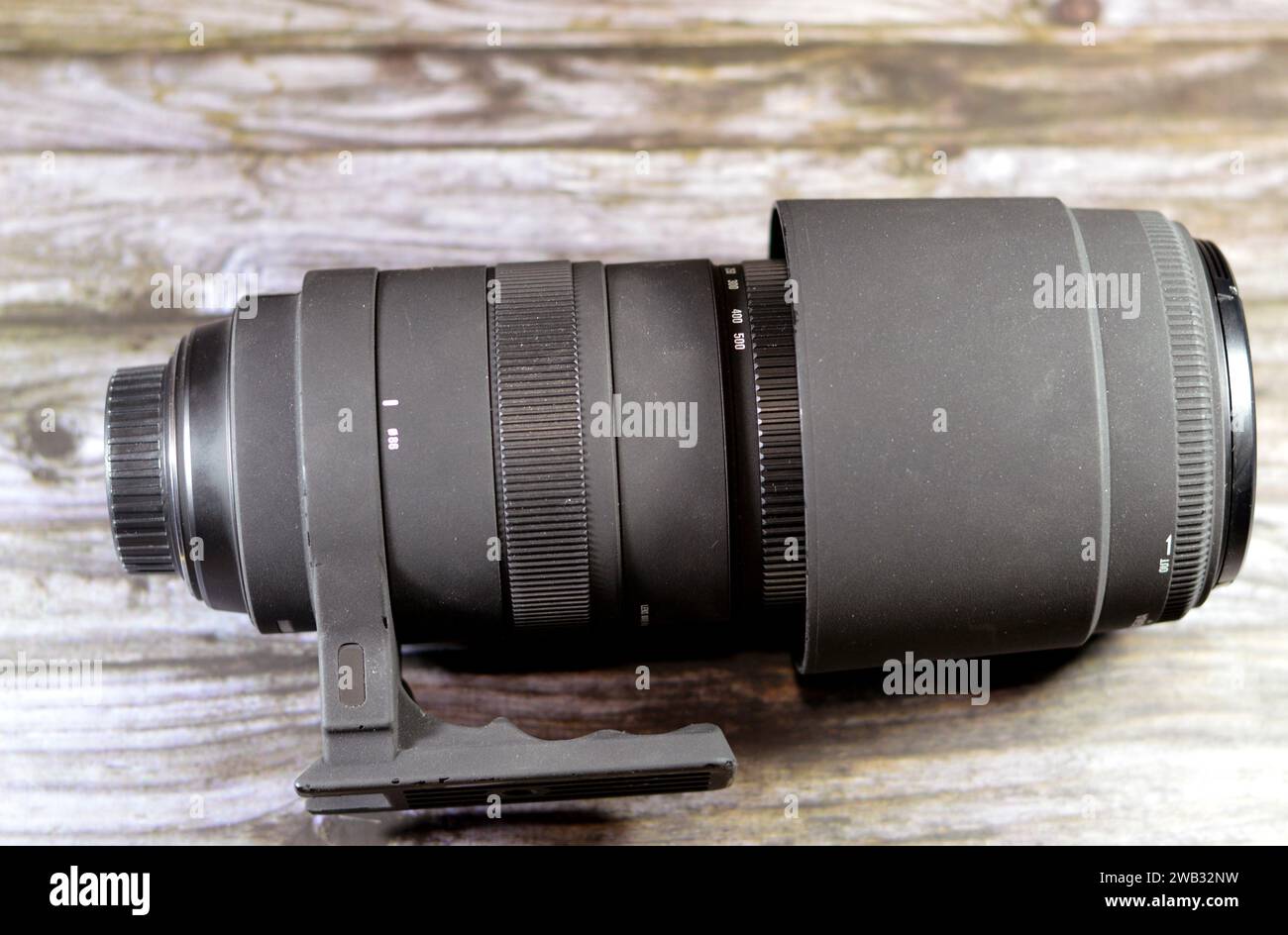 A telephoto lens, a specific type of a longfocus lens, the physical