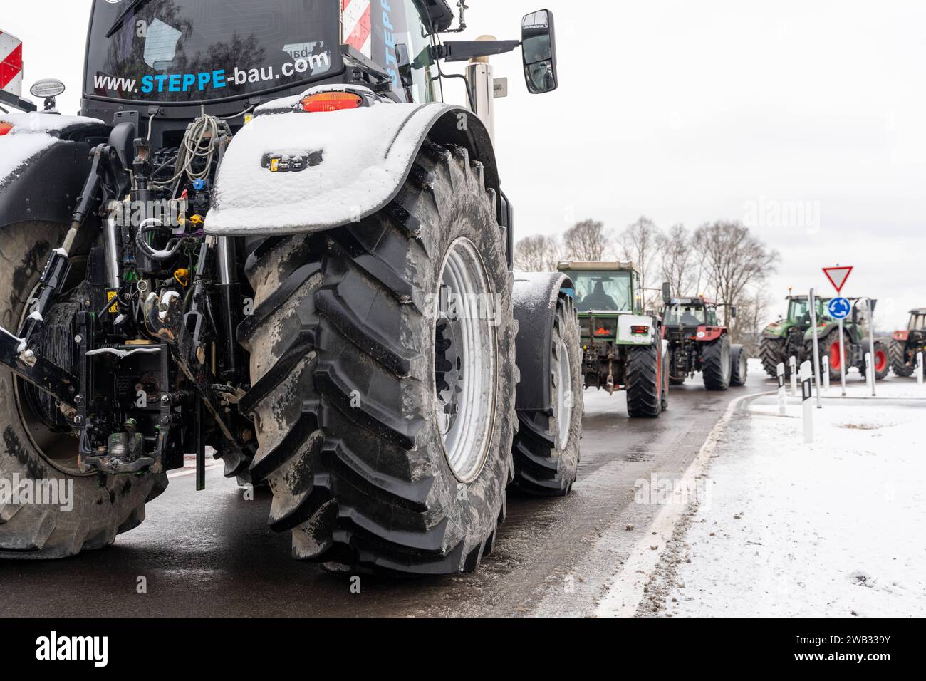 Zusmarshausen, Bavaria, Germany January 8, 2024 Farmers strike in Zusamarshausen in Bavaria